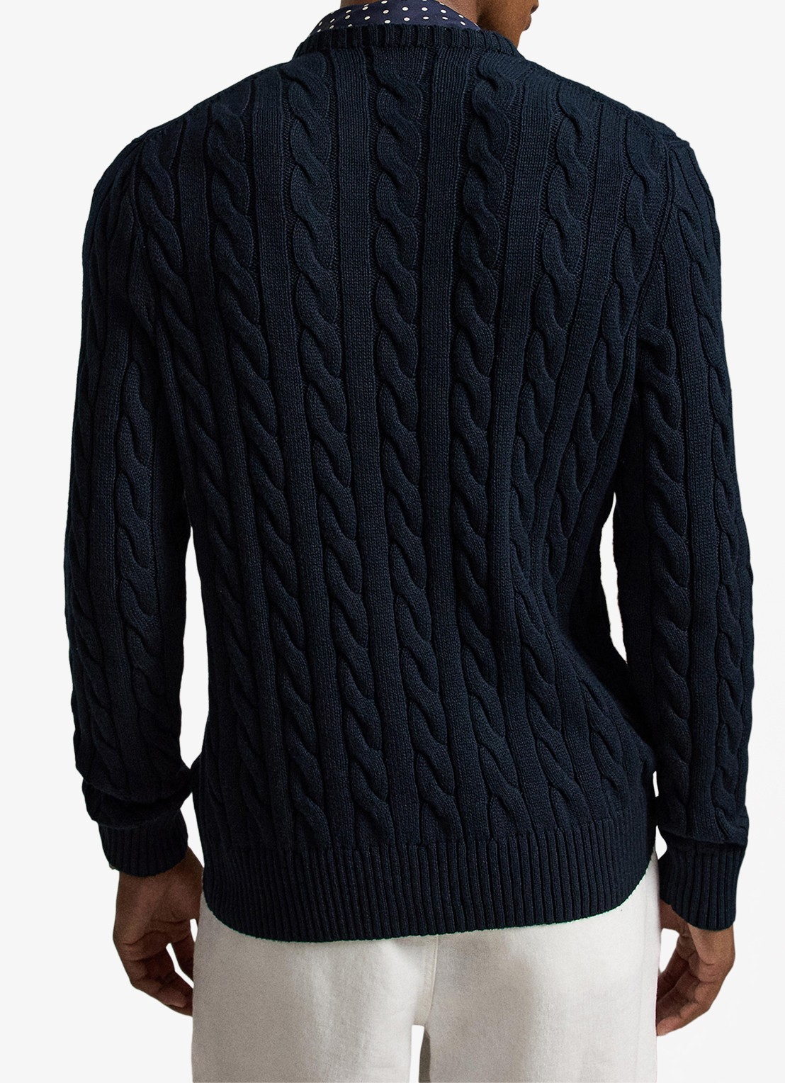 Ralph Lauren Kabelgebreide pullover met logoborduring - achterkant hunter navy c8135-zx6s