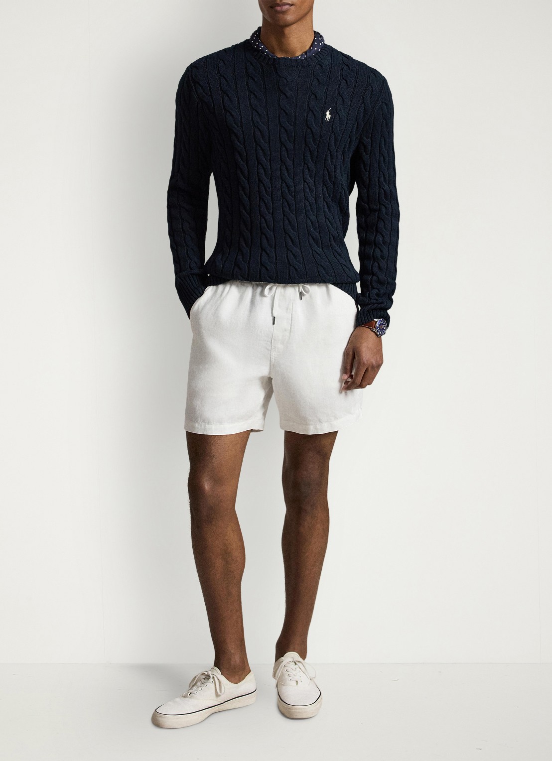 Ralph Lauren Kabelgebreide pullover met logoborduring - detail 4 hunter navy c8135-zx6s