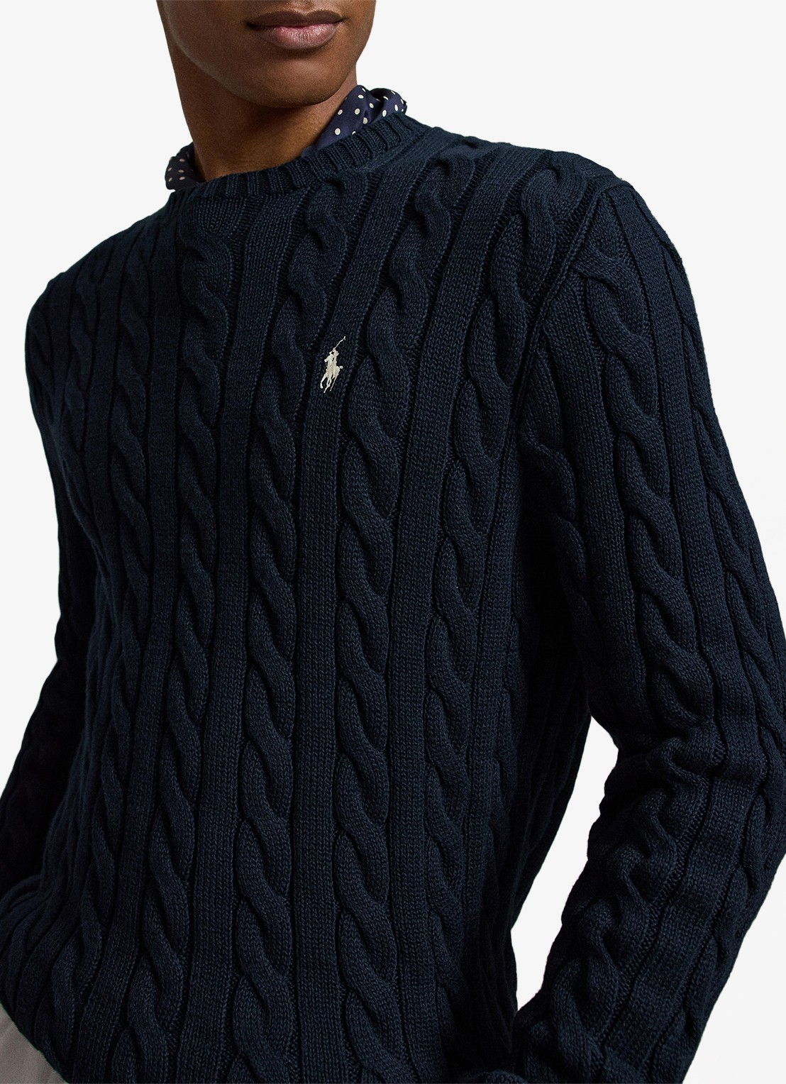 Ralph Lauren Kabelgebreide pullover met logoborduring - detail 5 hunter navy c8135-zx6s