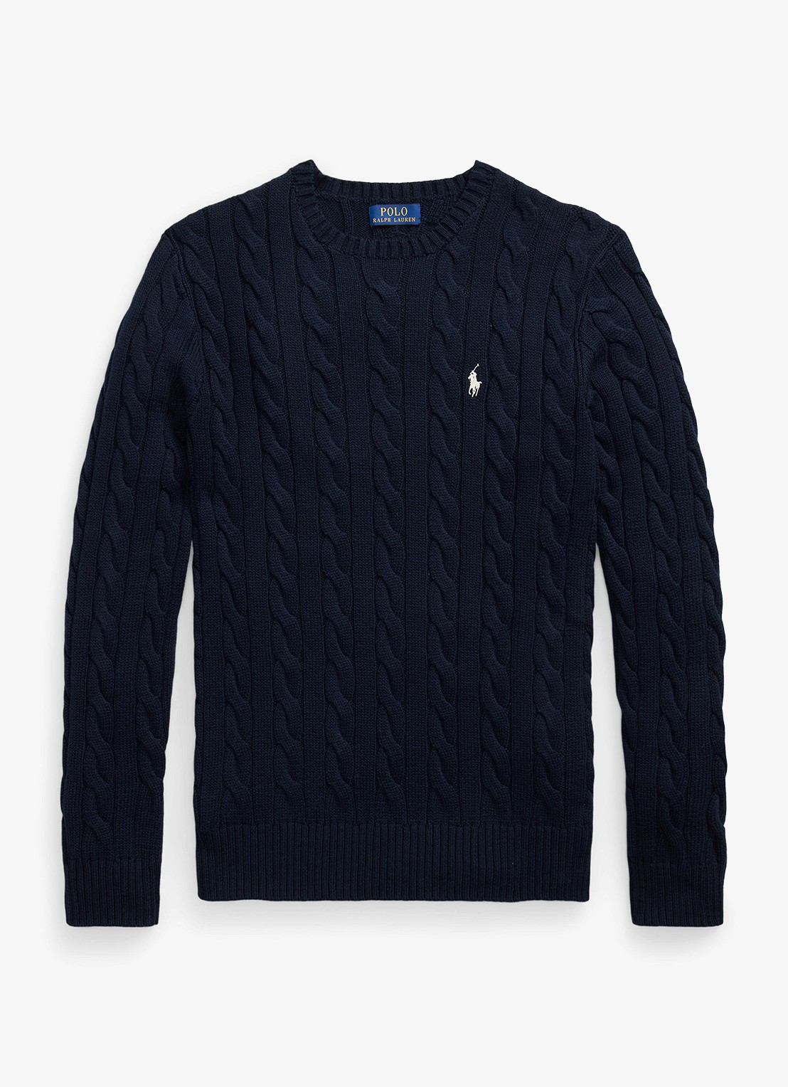 Ralph Lauren Kabelgebreide pullover met logoborduring - voorkant 2 hunter navy c8135-zx6s