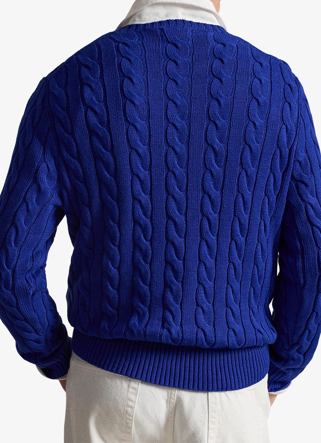 Ralph Lauren Kabelgebreide pullover met logoborduring - achterkant 3 new iris blue-37x7