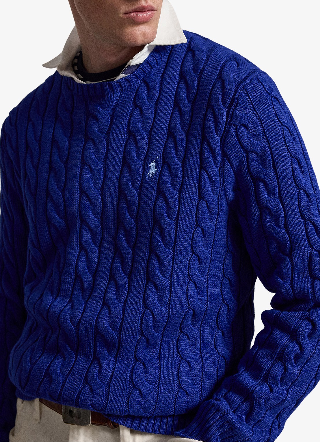 Ralph Lauren Kabelgebreide pullover met logoborduring - detail 5 new iris blue-37x7