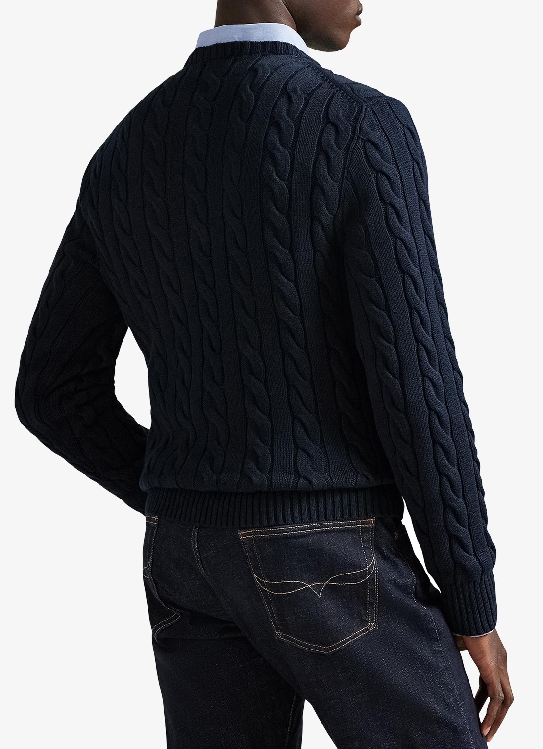 Ralph Lauren Kabelgebreide pullover met logoborduring - achterkant 2 hunter navy / blauw