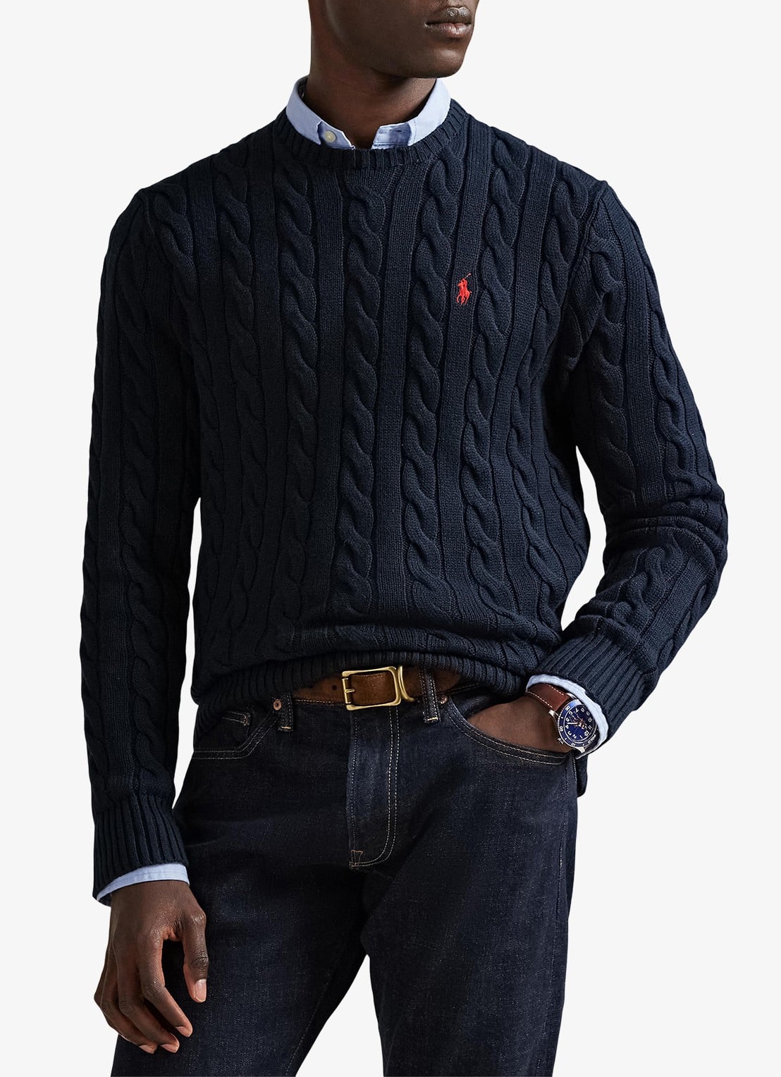 Ralph Lauren Kabelgebreide pullover met logoborduring - detail 5 hunter navy / blauw