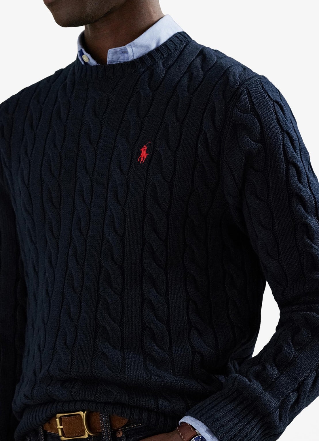 Ralph Lauren Kabelgebreide pullover met logoborduring - detail 6 hunter navy / blauw