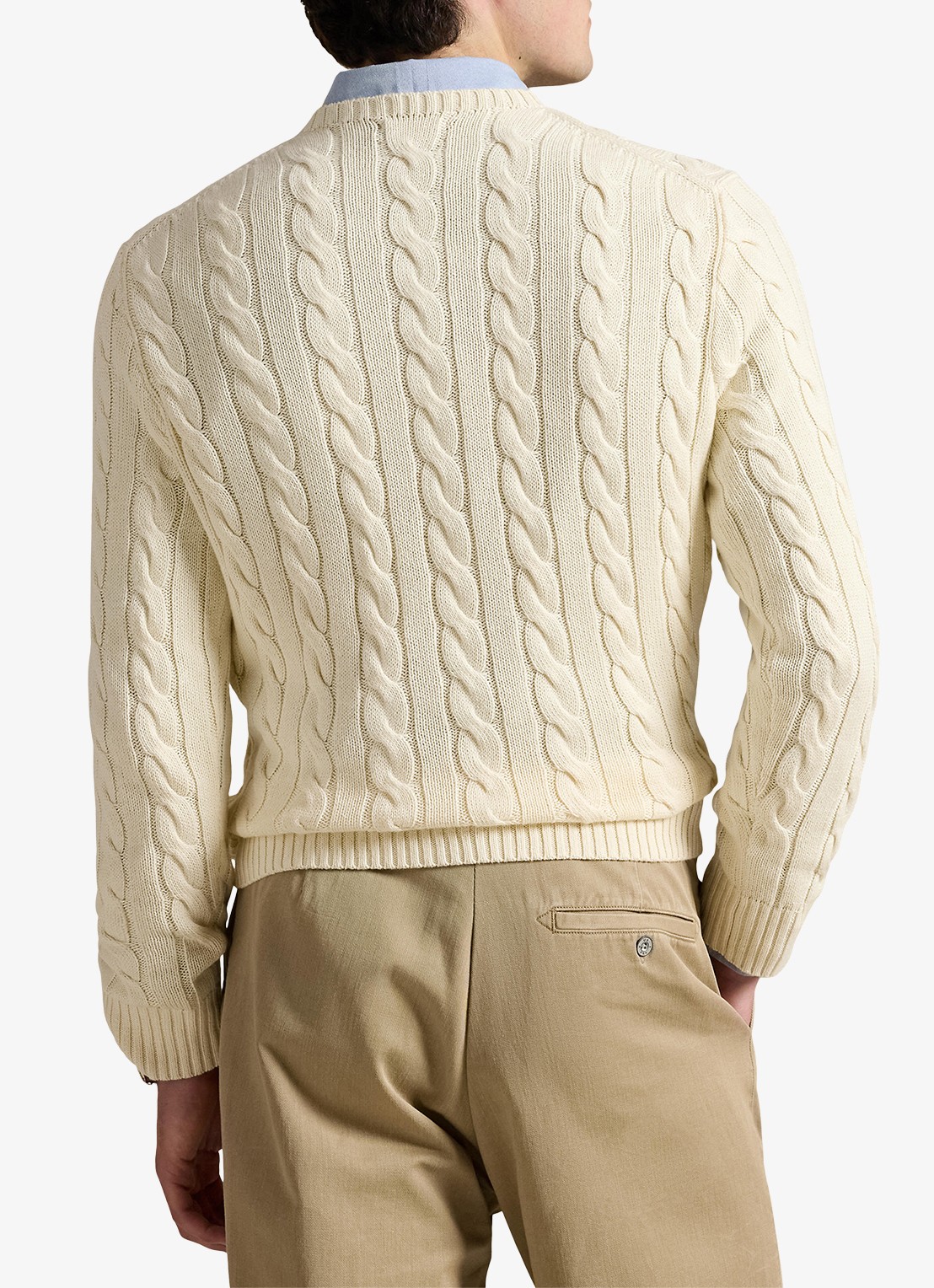 Ralph Lauren Kabelgebreide pullover met logoborduring - achterkant 4 andover cream / creme