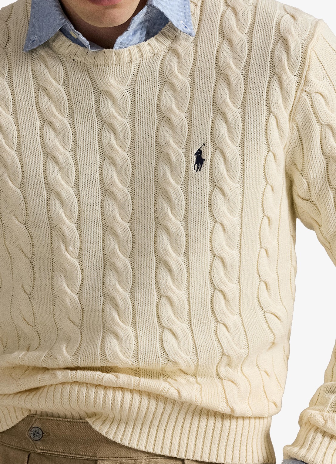 Ralph Lauren Kabelgebreide pullover met logoborduring - detail 7 andover cream / creme