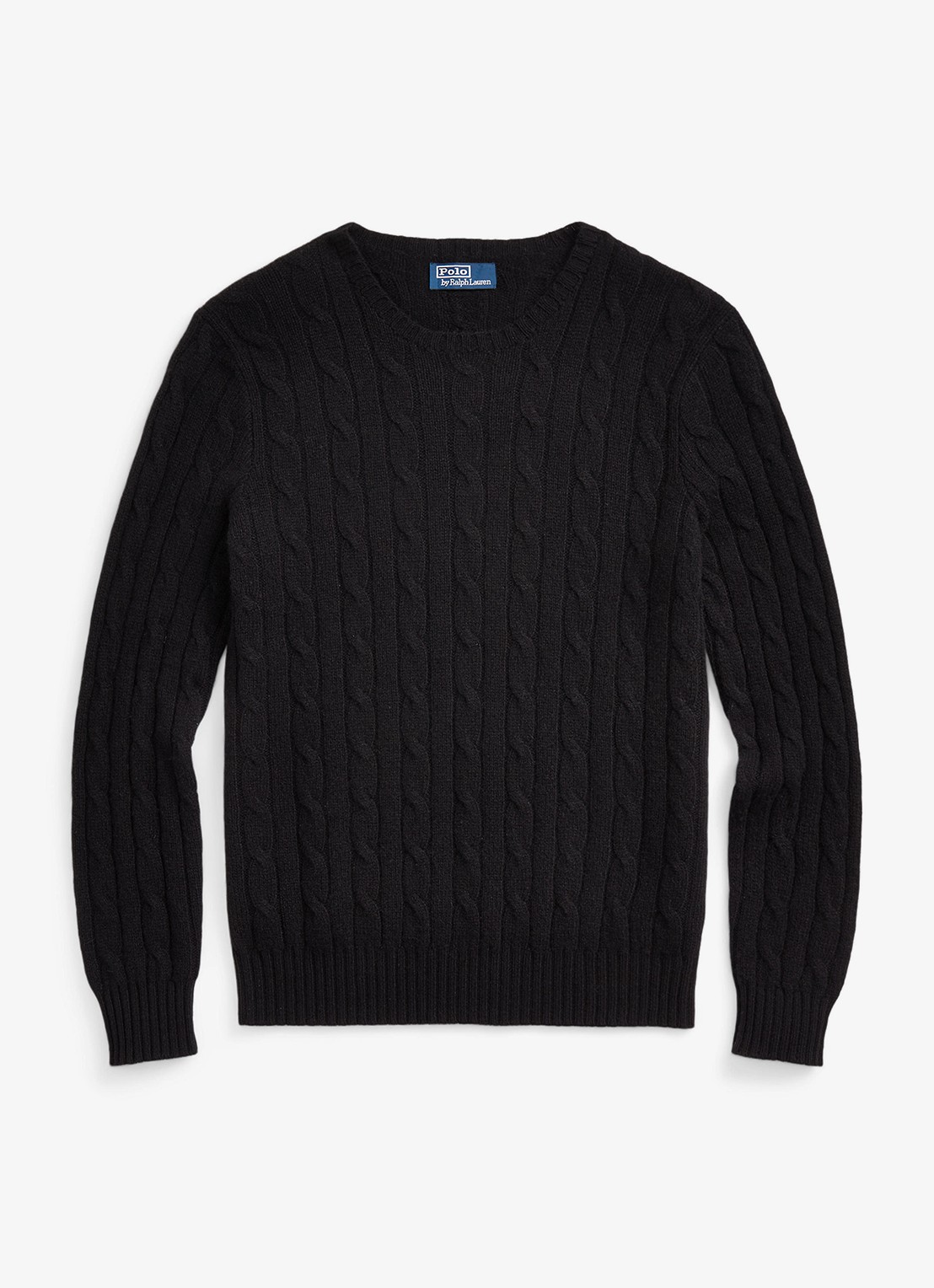 Ralph Lauren Kabelgebreide pullover van kasjmier - voorkant polo black / zwart