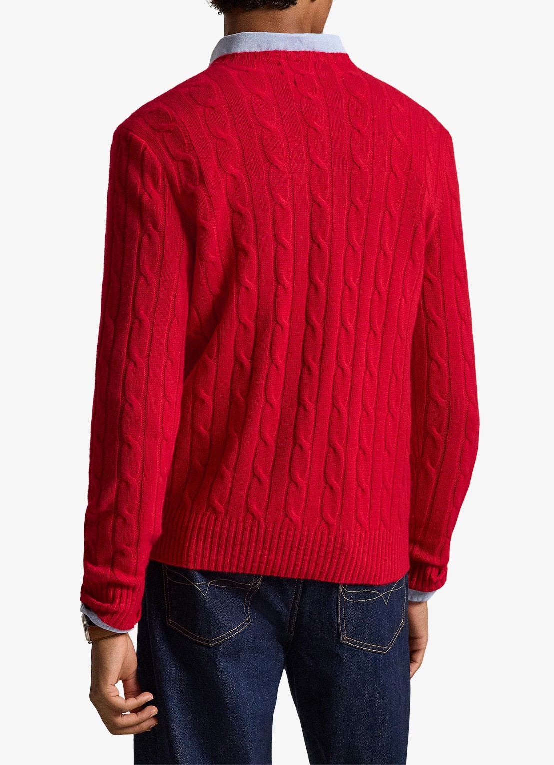 Ralph Lauren Kabelgebreide pullover van kasjmier - achterkant 2 park ave red / rood