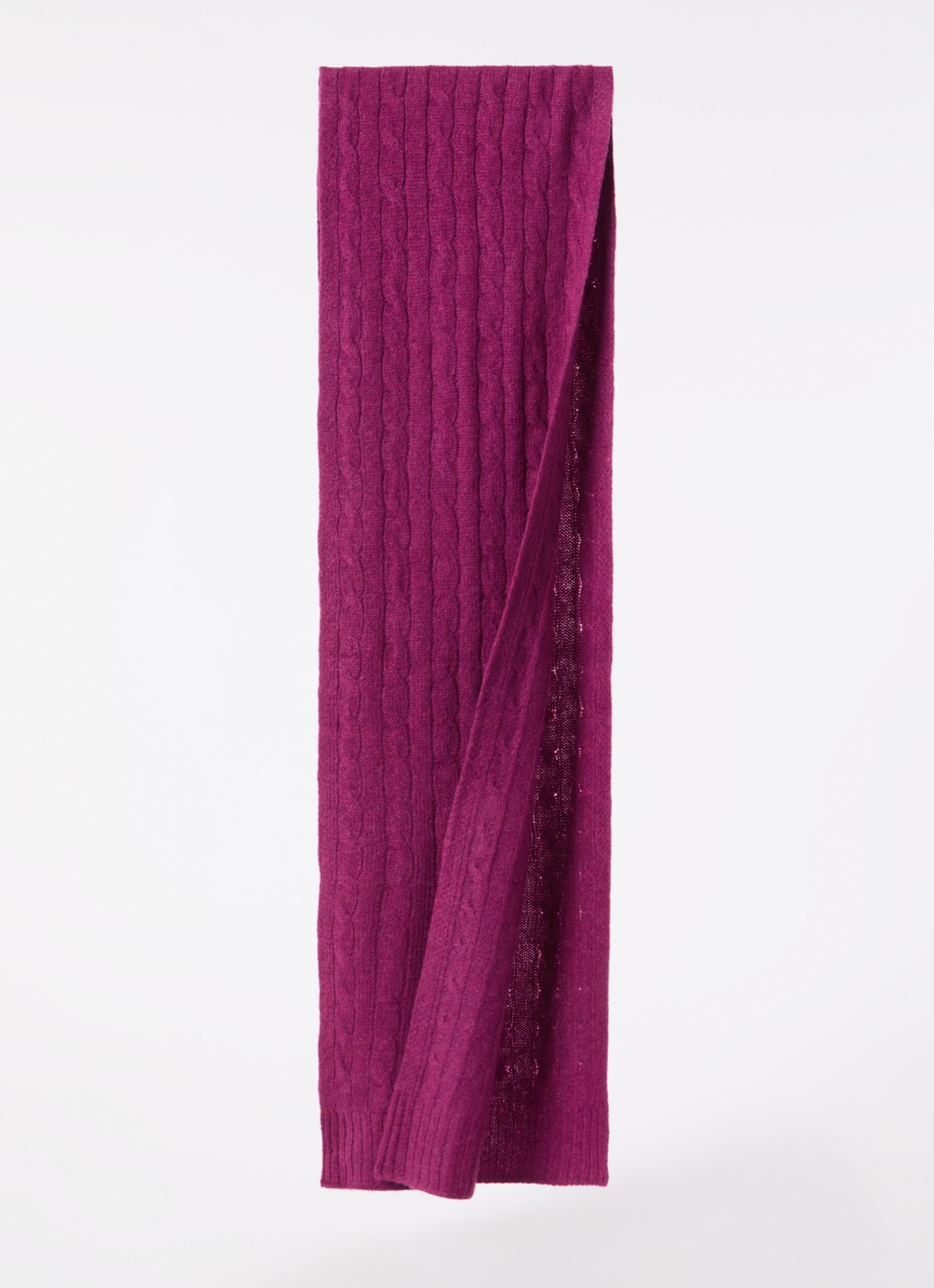Ralph Lauren Kabelgebreide sjaal in kasjmierblend 183 x 27 cm - detail 2 aubergine