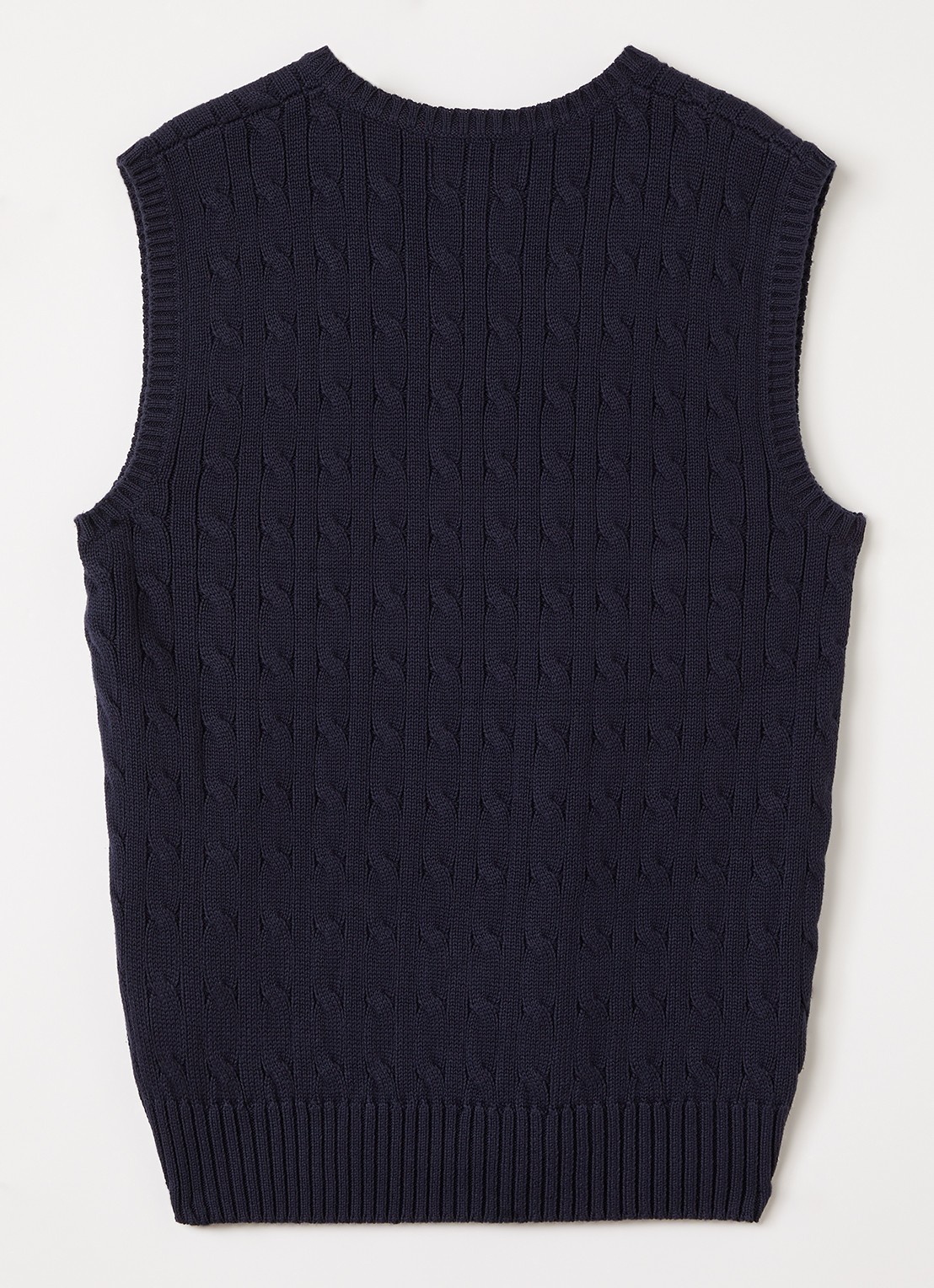 Ralph Lauren Kabelgebreide spencer met logoborduring - voorkant 2 donkerblauw