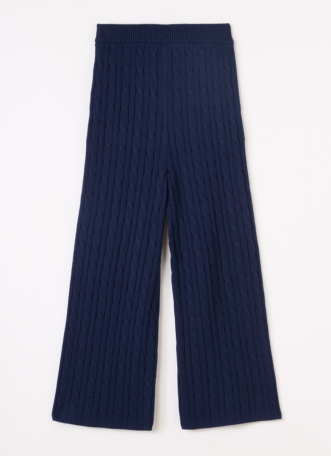 Ralph Lauren Kabelgebreide straight fit broek met logoborduring - voorkant 3 donkerblauw