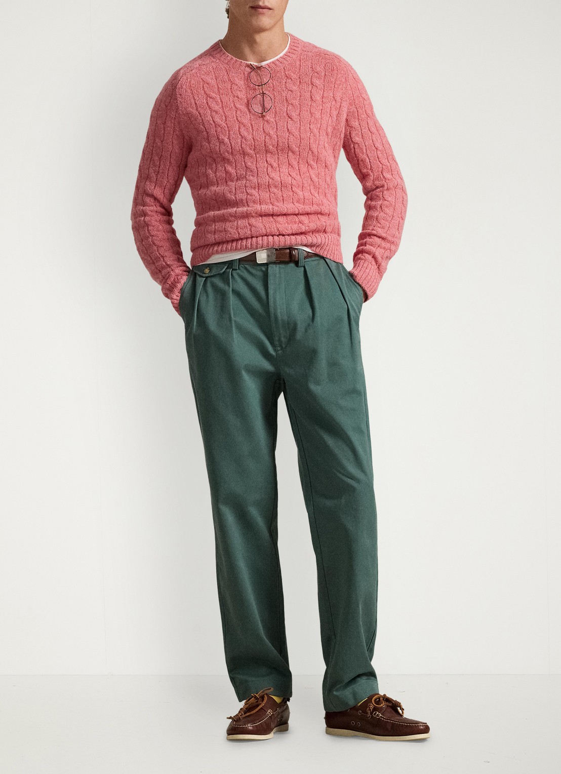 Ralph Lauren Kabelgebreide trui in alpacawolblend - detail strawberry gelato hthr / roze