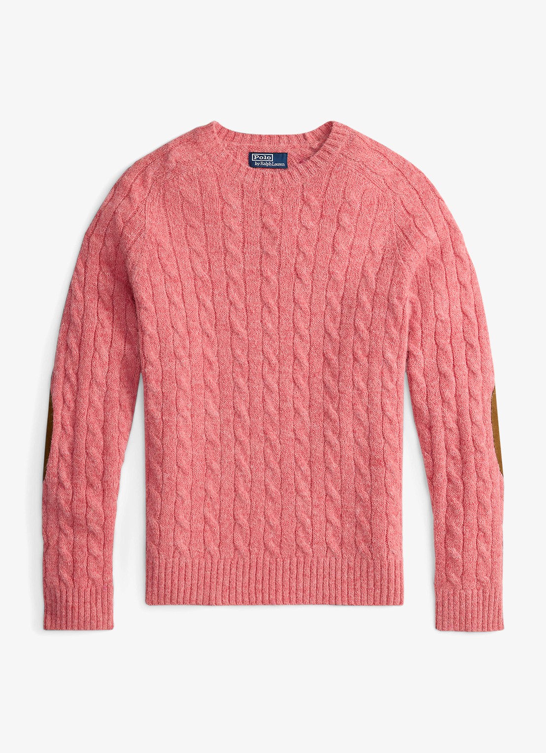 Ralph Lauren Kabelgebreide trui in alpacawolblend - voorkant 3 strawberry gelato hthr / roze