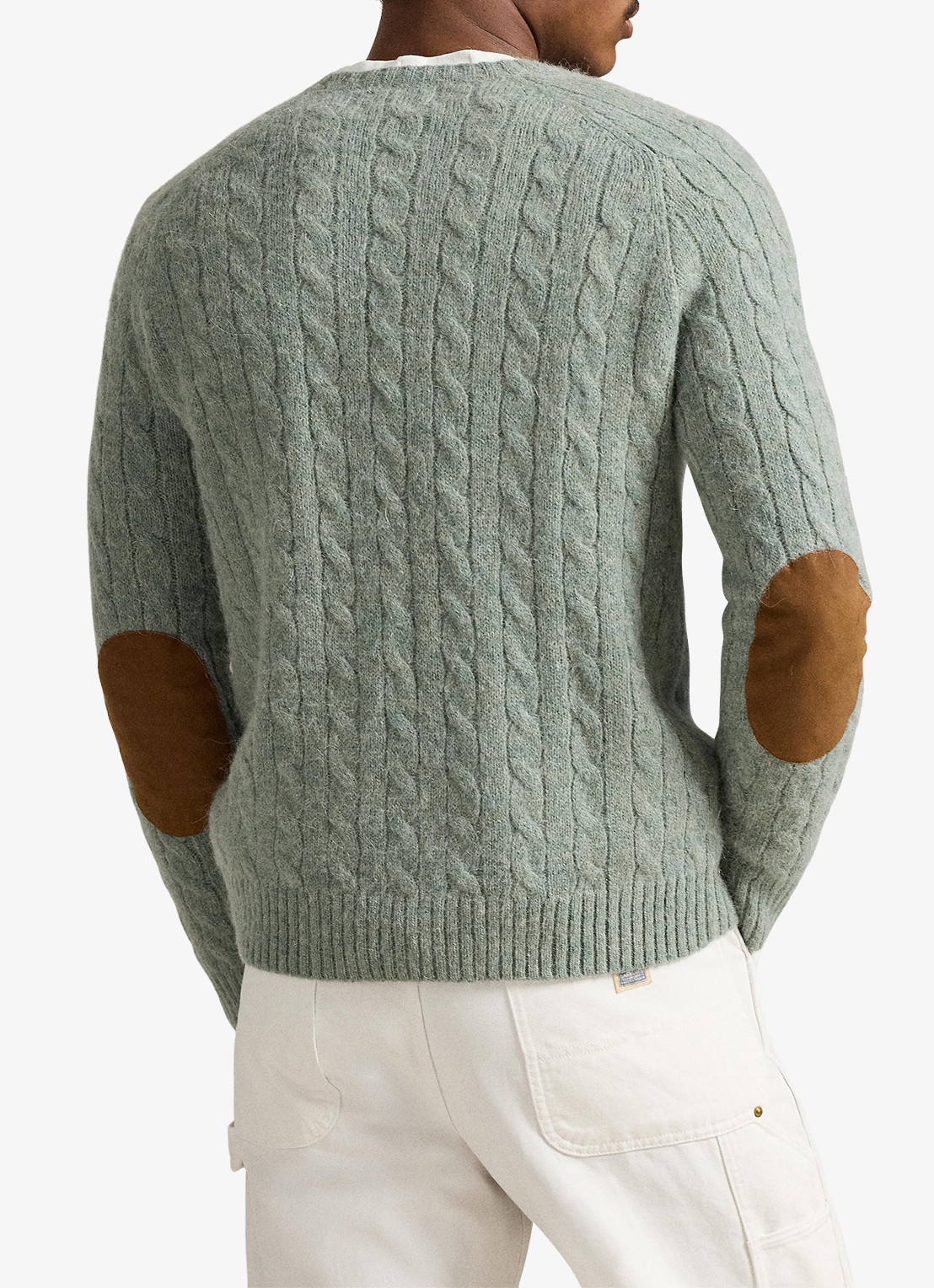 Ralph Lauren Kabelgebreide trui in alpacawolblend - achterkant 3 fern green heather / groen