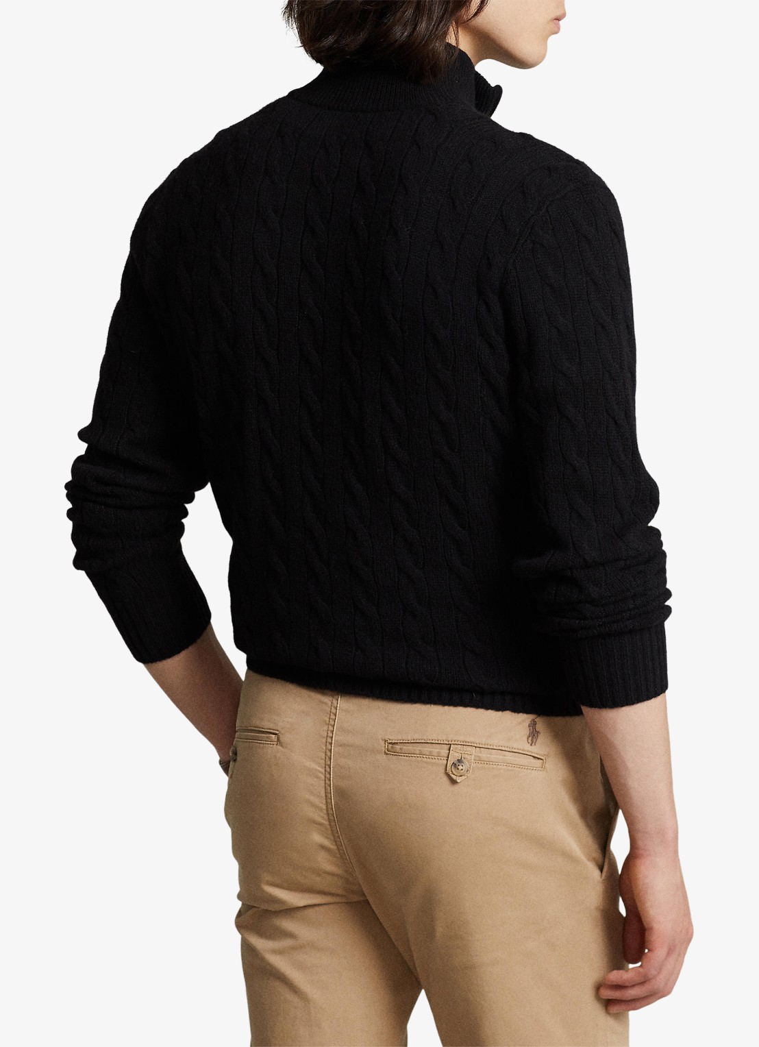 Ralph Lauren Kabelgebreide trui in kasjmierblend met halve rits - achterkant 5 polo black / zwart