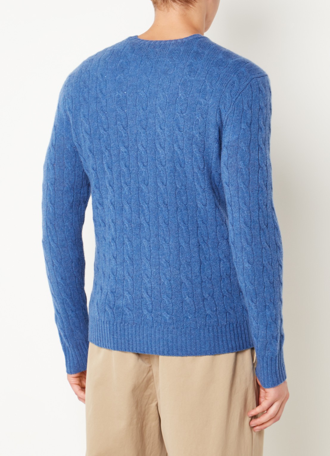 Ralph Lauren Kabelgebreide trui in kasjmierblend met logoborduring - achterkant 2 twilight blue heather / lichtblauw