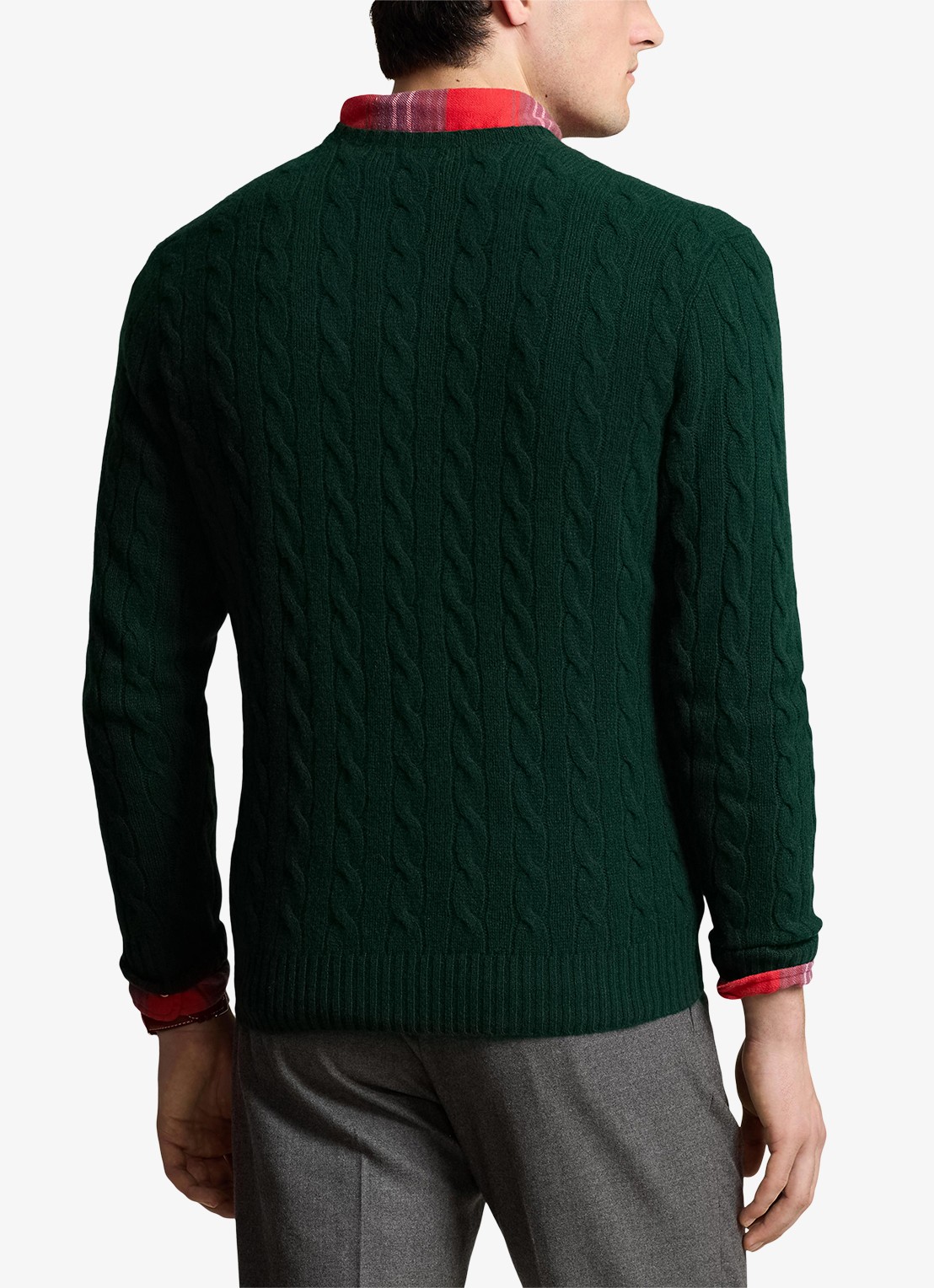 Ralph Lauren Kabelgebreide trui in kasjmierblend met logoborduring - achterkant 3 moss agate / groen
