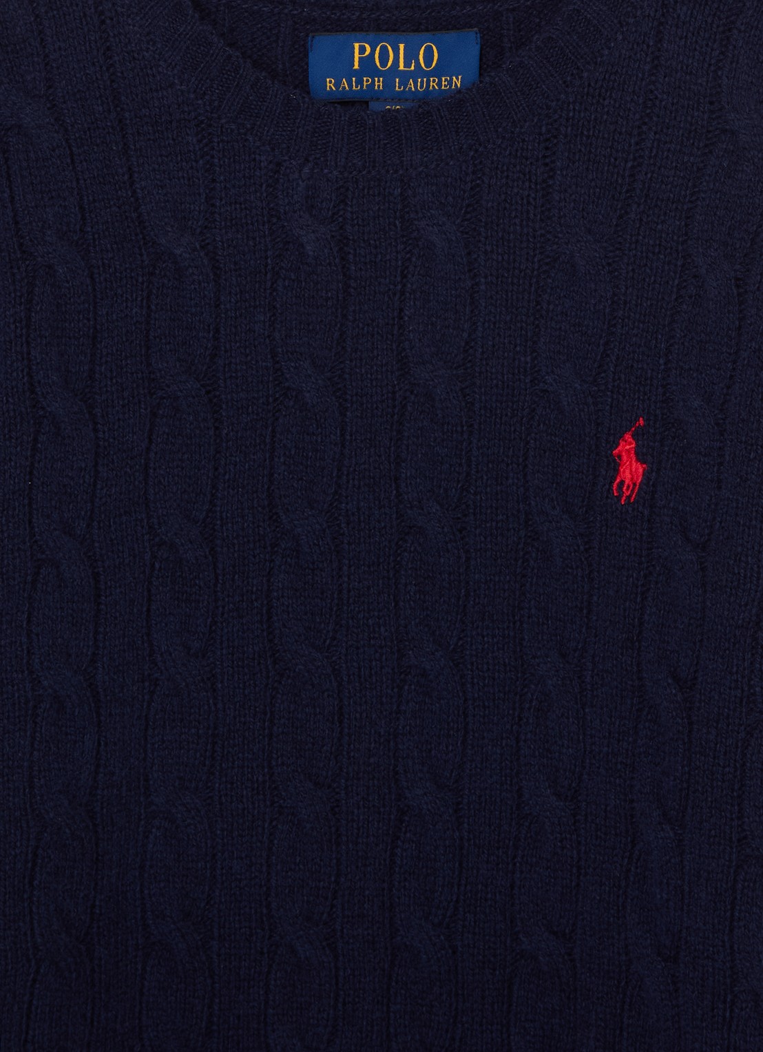 Ralph Lauren Kabelgebreide trui in kasjmierblend - detail donkerblauw