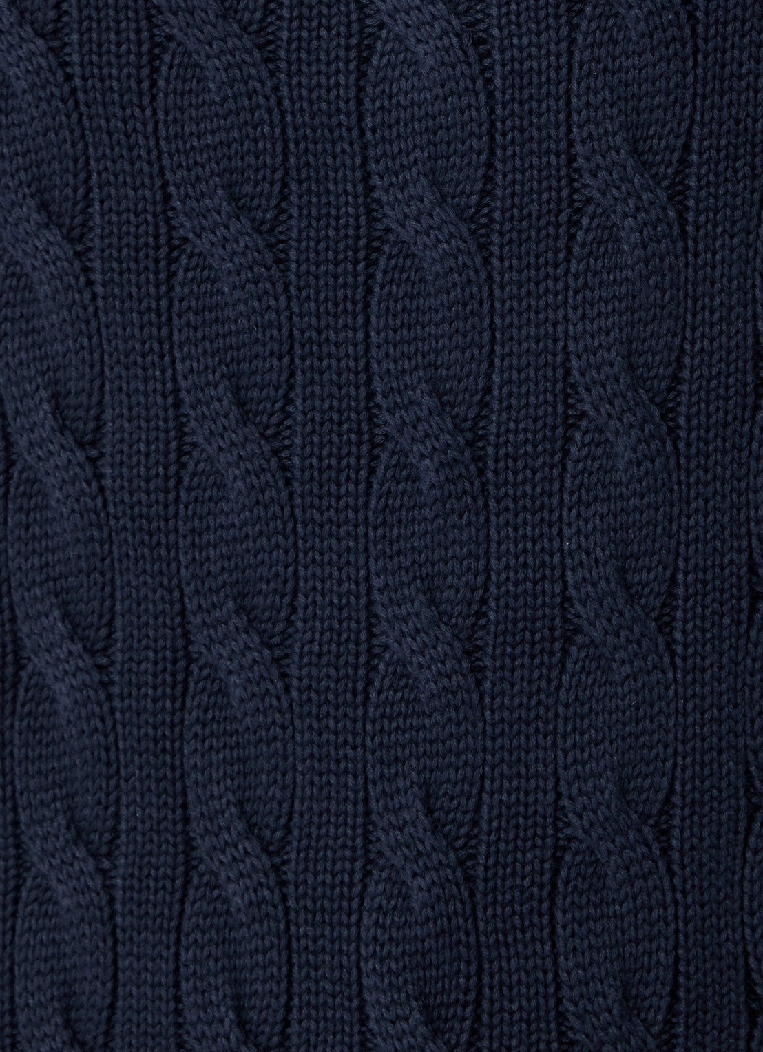 Ralph Lauren Kabelgebreide trui met halve rits en logo - detail 5 donkerblauw