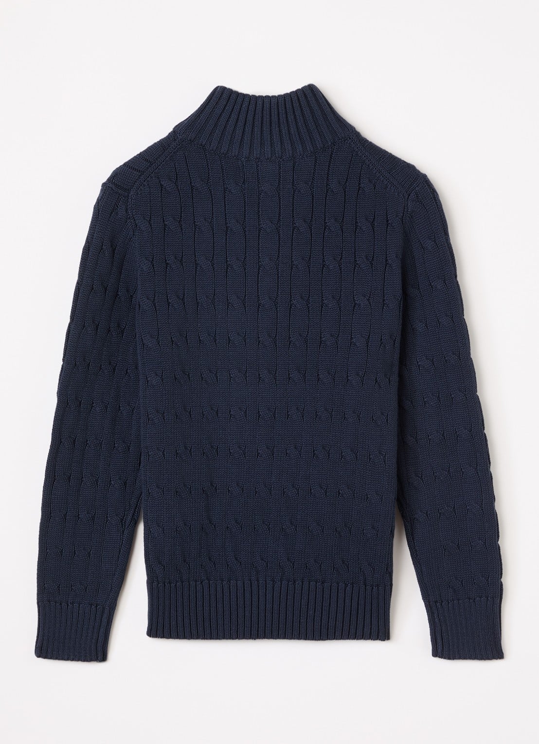 Ralph Lauren Kabelgebreide trui met halve rits - voorkant 3 donkerblauw
