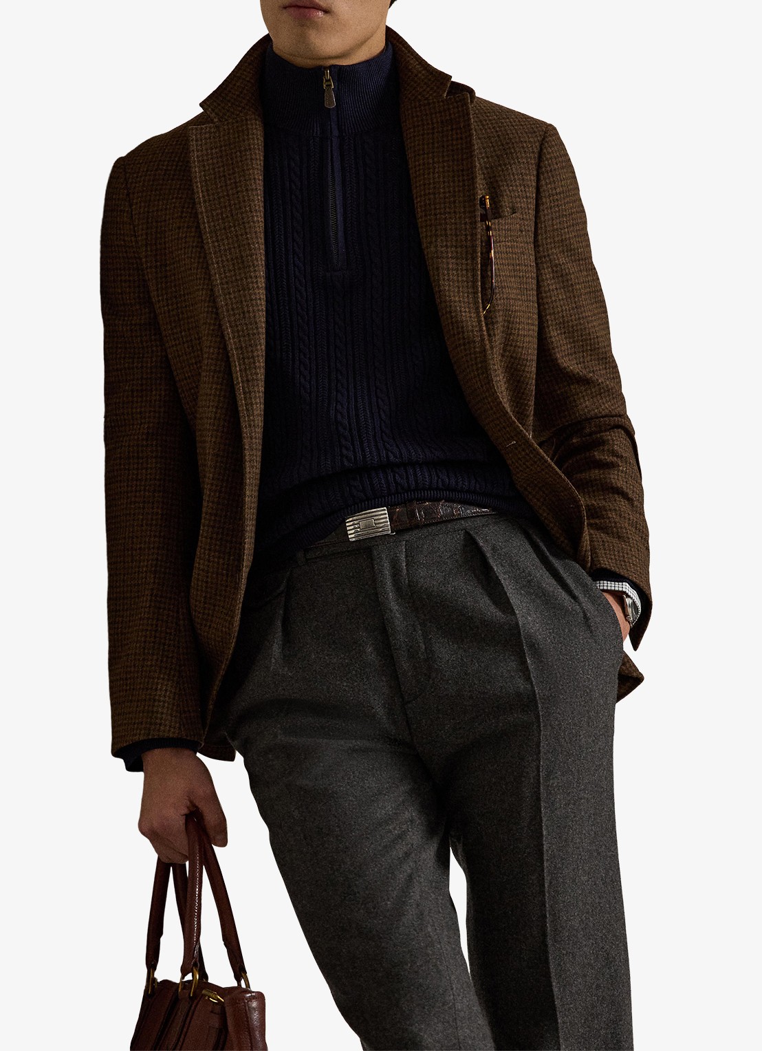Ralph Lauren Kabelgebreide trui met halve rits - detail 5 blauw