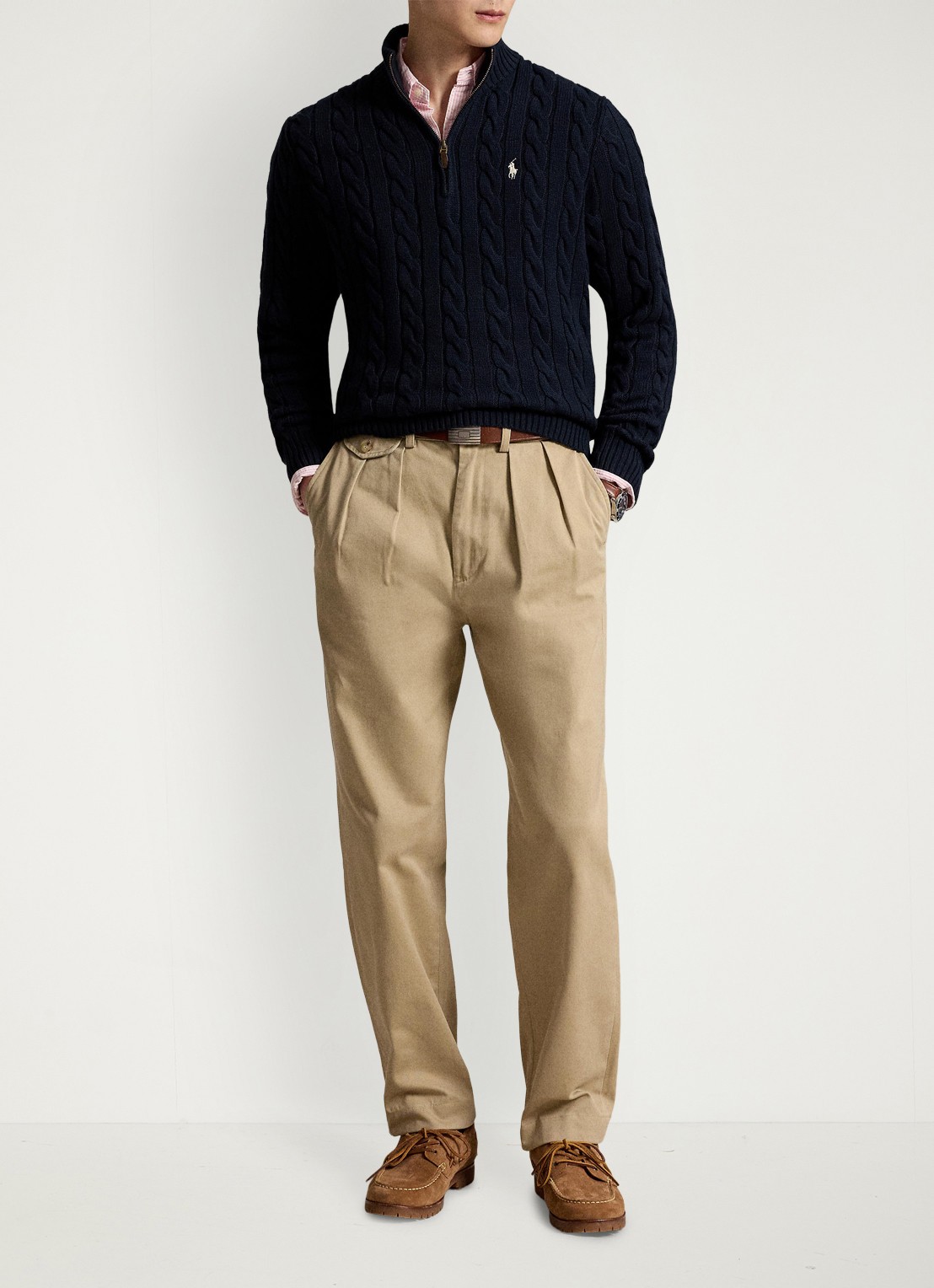 Ralph Lauren Kabelgebreide trui met halve rits - detail 4 hunter navy / donkerblauw