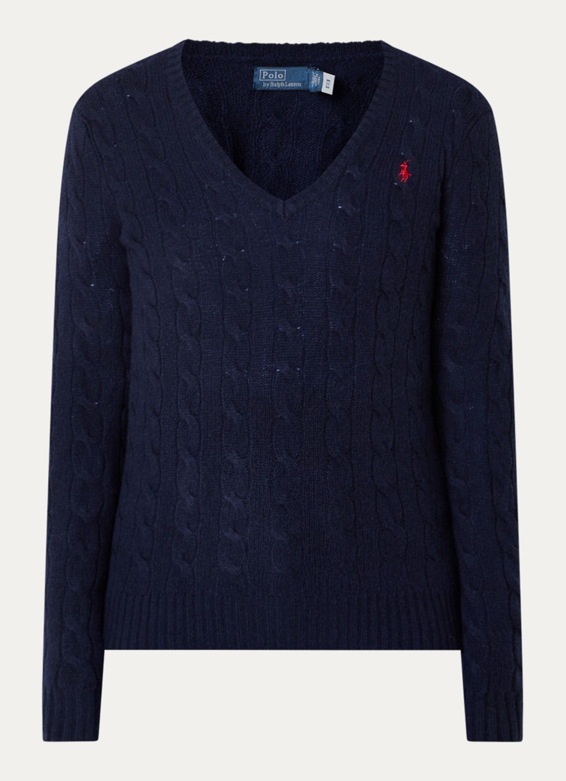 Ralph Lauren Kabelgebreide trui met logo borduring - voorkant 2 donkerblauw