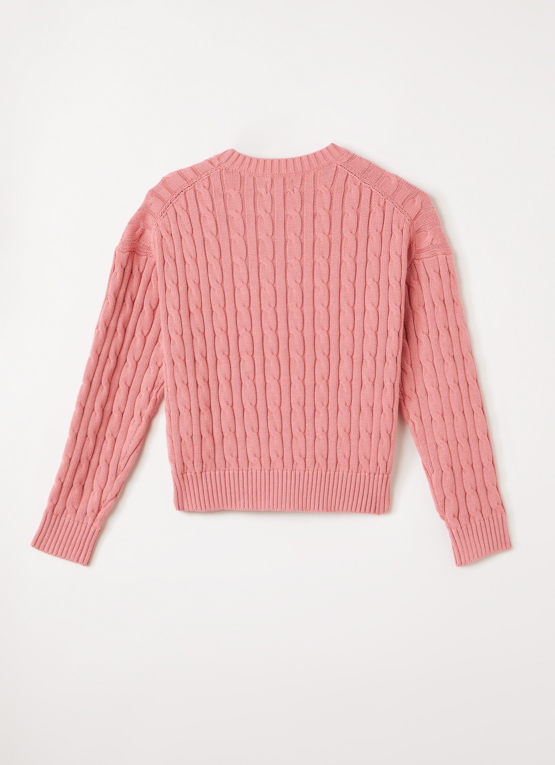 Ralph Lauren Kabelgebreide trui met logo - voorkant 3 roze