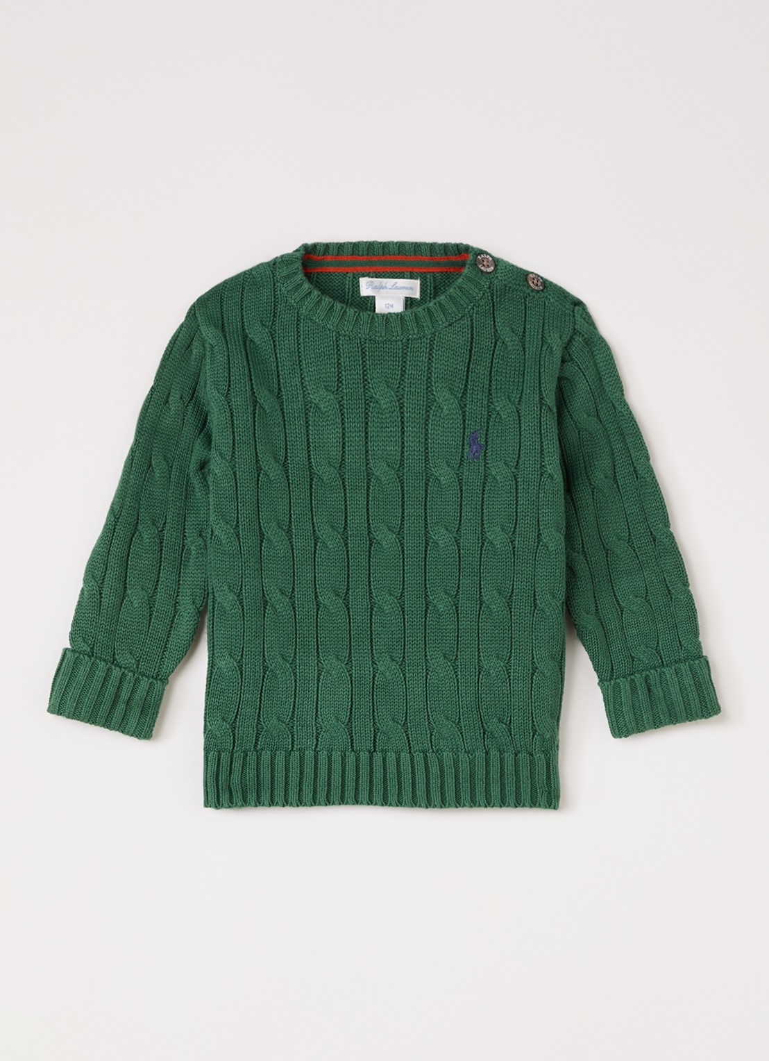 Ralph Lauren Kabelgebreide trui met logo - voorkant 2 groen