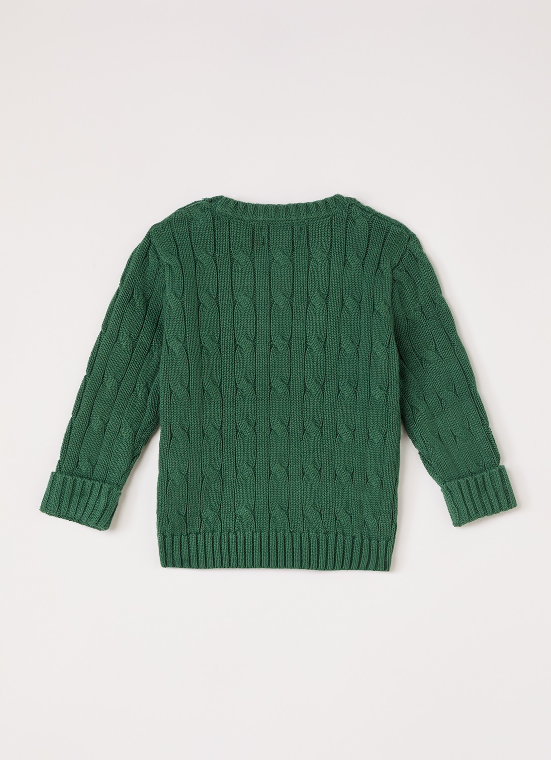 Ralph Lauren Kabelgebreide trui met logo - voorkant 3 groen