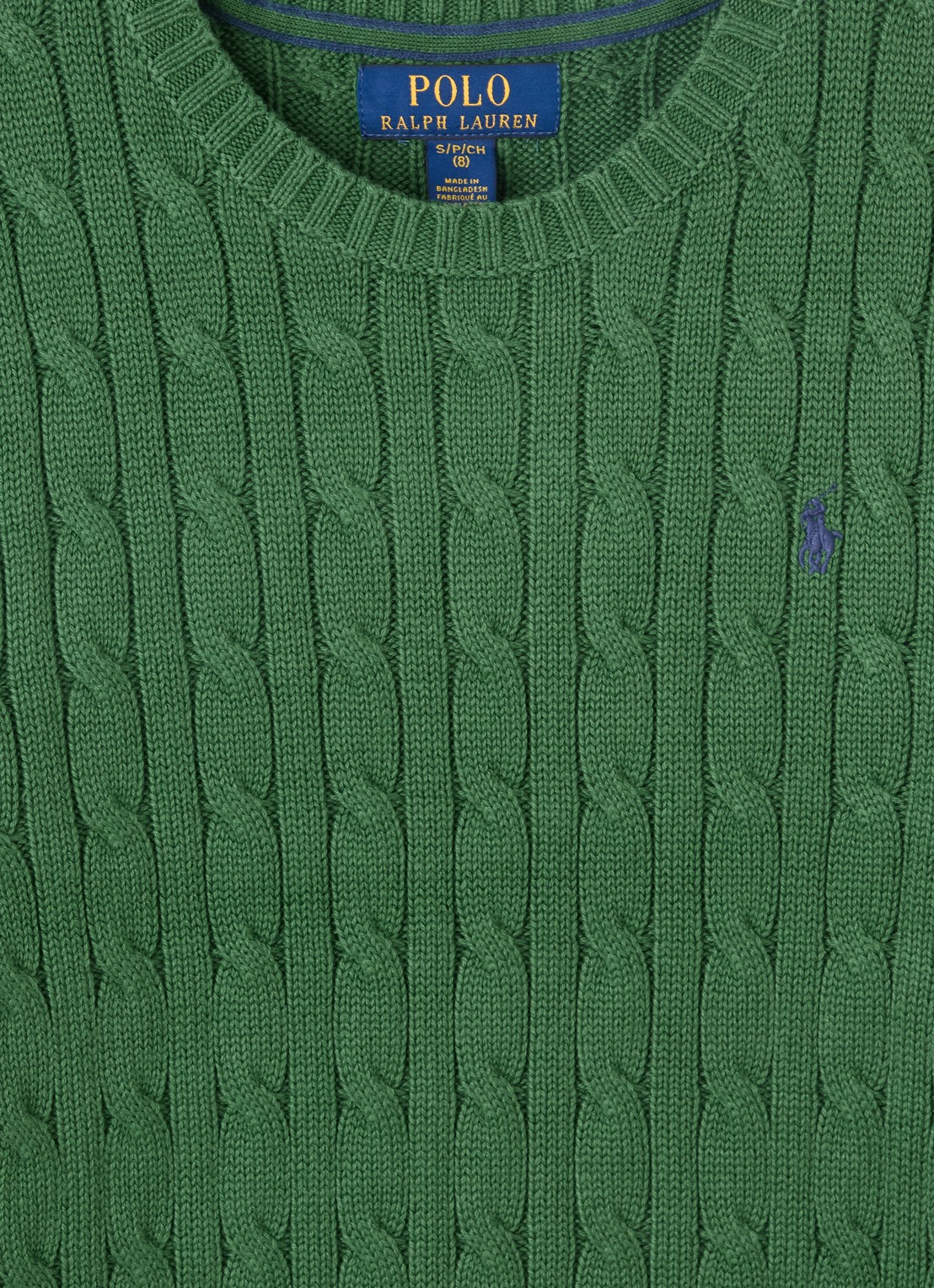 Ralph Lauren Kabelgebreide trui met logoborduring - detail donkergroen
