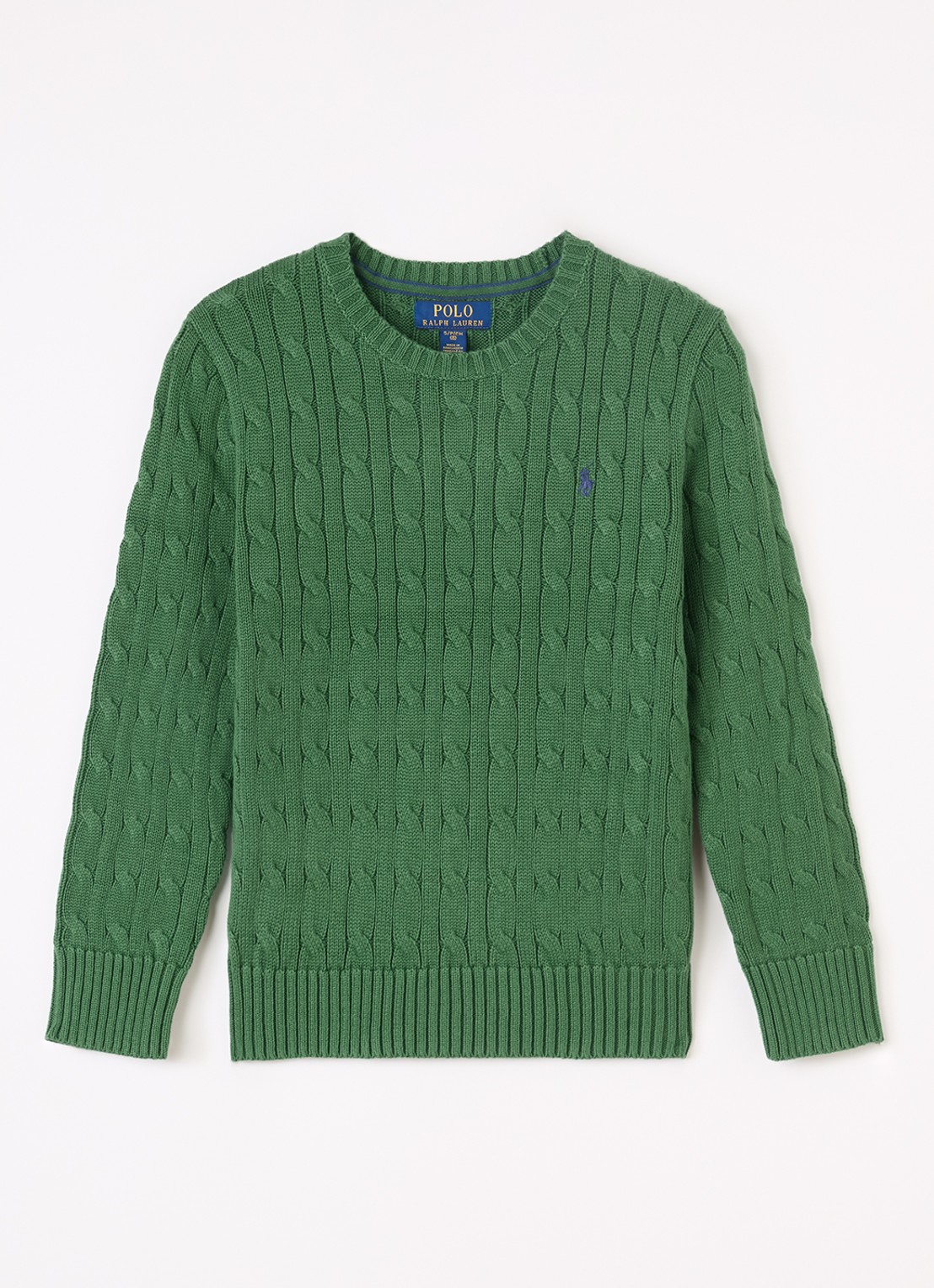 Ralph Lauren Kabelgebreide trui met logoborduring - voorkant 2 donkergroen