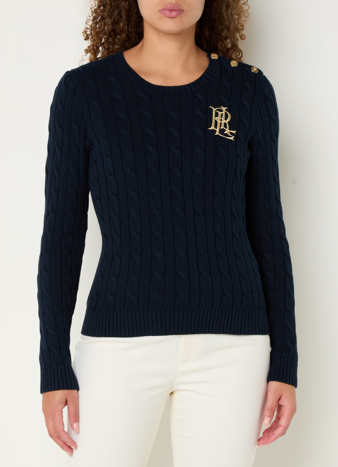 Ralph Lauren Kabelgebreide trui met logoborduring - detail 6 lauren navy / donkerblauw