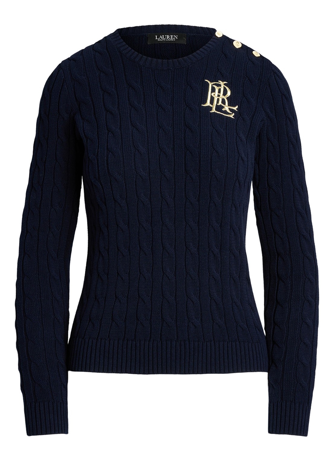 Ralph Lauren Kabelgebreide trui met logoborduring - voorkant 4 blauw