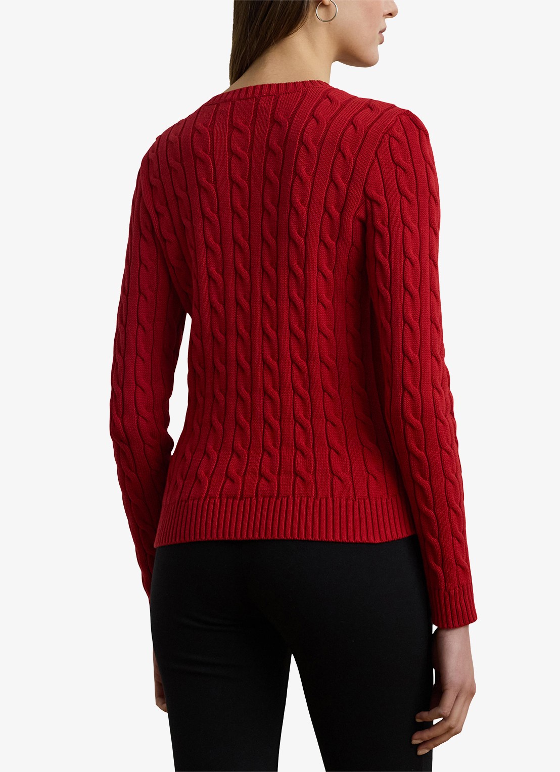 Ralph Lauren Kabelgebreide trui met logoborduring - achterkant madison red / rood