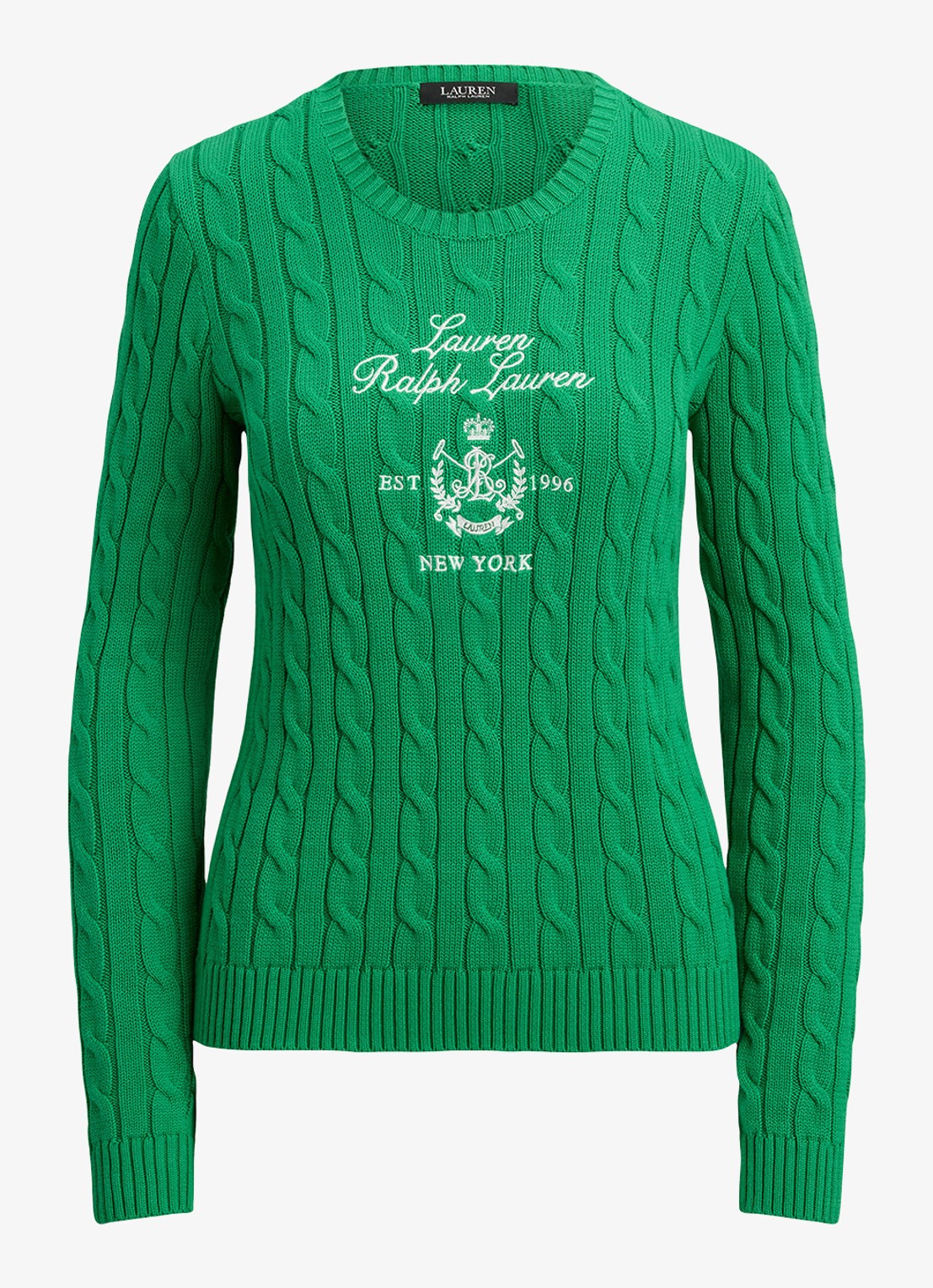 Ralph Lauren Kabelgebreide trui met logoborduring - voorkant 3 groen