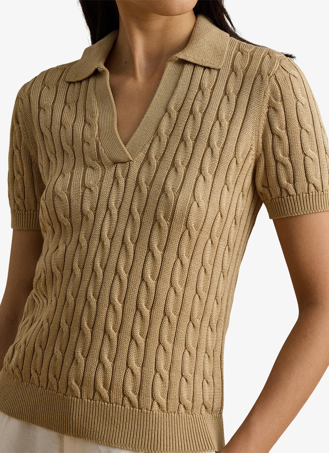 Ralph Lauren Kabelgebreide trui met logoborduring - detail 5 birch tan / beige