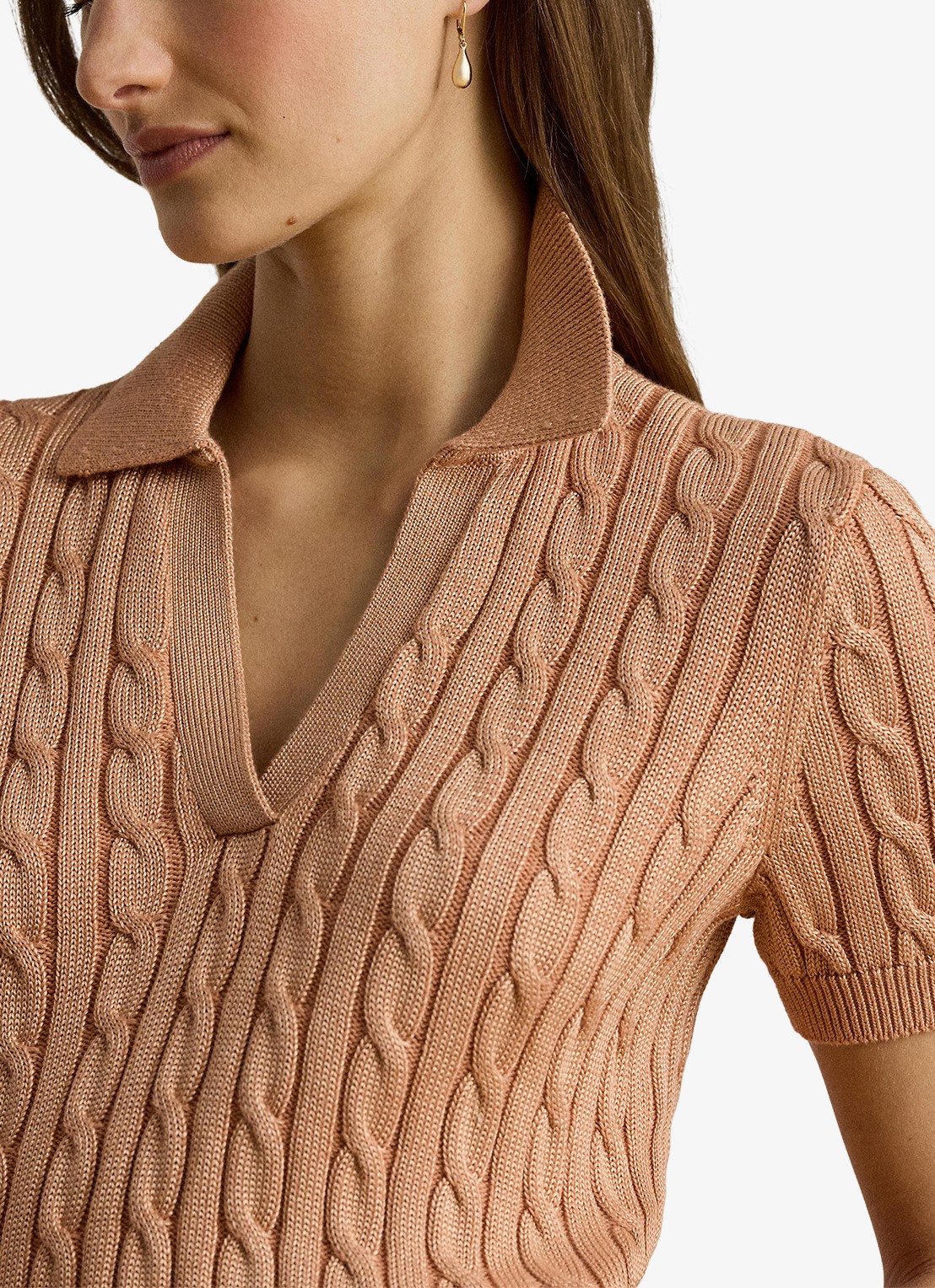 Ralph Lauren Kabelgebreide trui met logoborduring - detail 2 pink sienna / roze