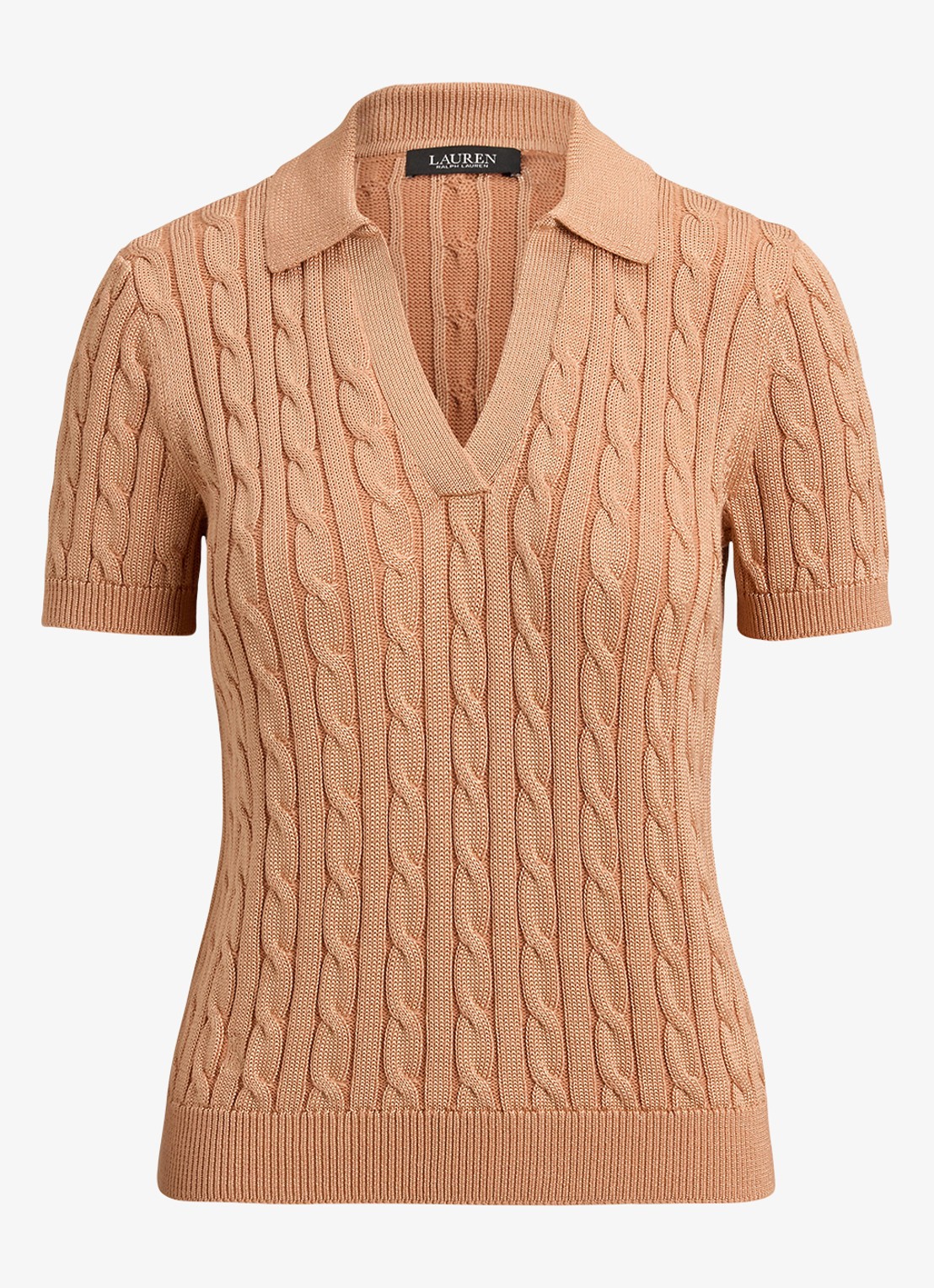 Ralph Lauren Kabelgebreide trui met logoborduring - voorkant 4 pink sienna / roze