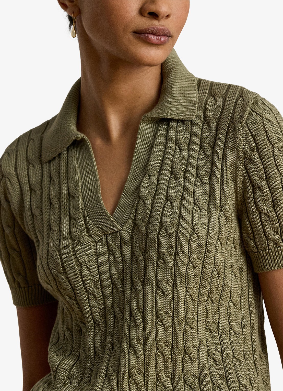 Ralph Lauren Kabelgebreide trui met logoborduring - detail 5 light agave / groen