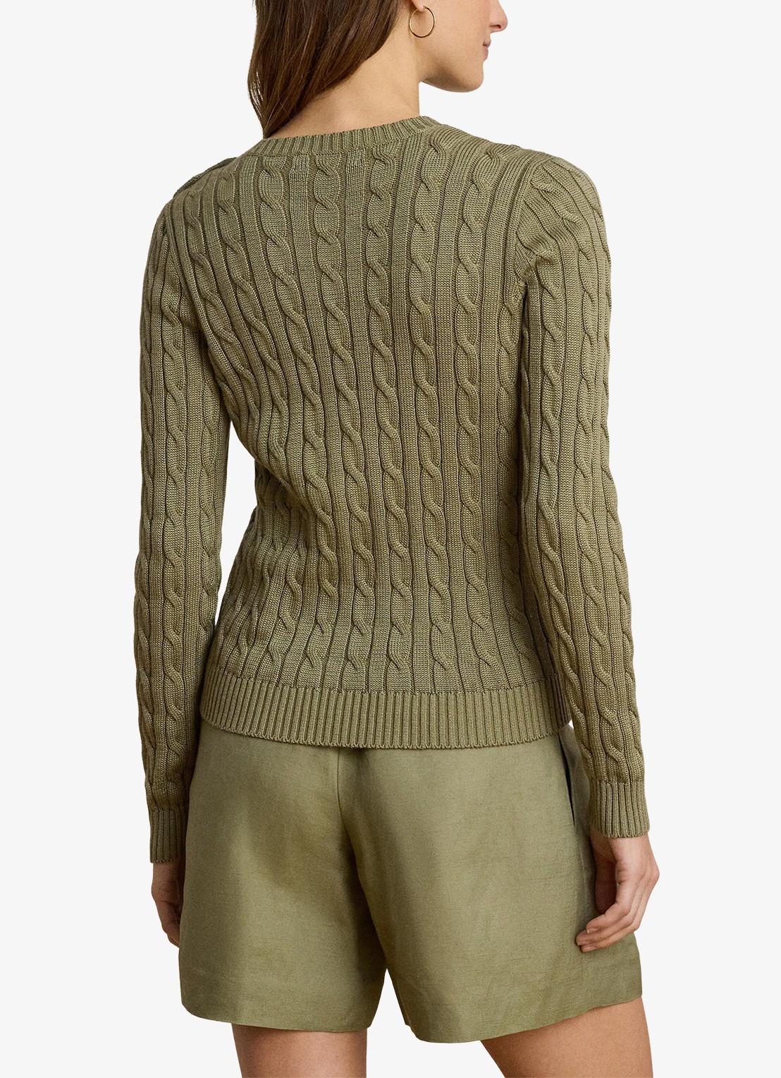 Ralph Lauren Kabelgebreide trui met logoborduring - achterkant light agave / groen