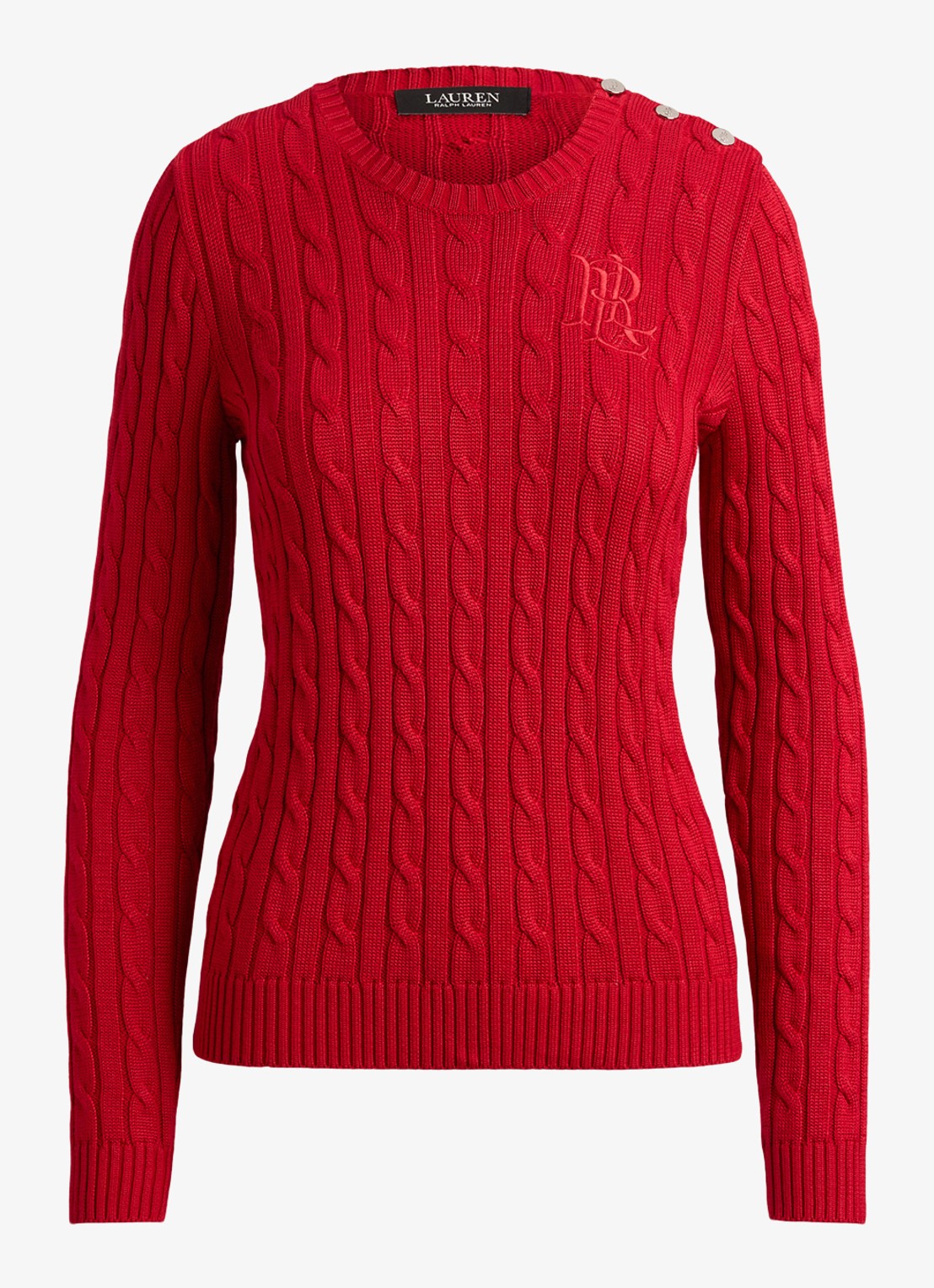 Ralph Lauren Kabelgebreide trui met logoborduring - voorkant 4 ralph red / rood
