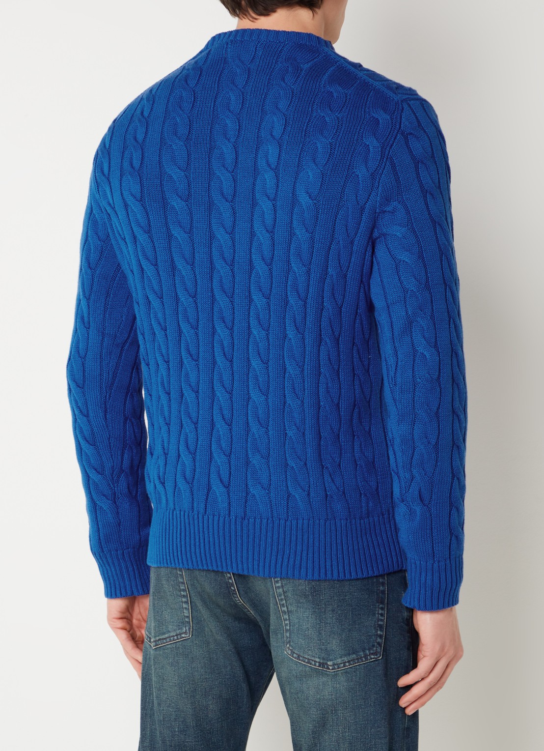 Ralph Lauren Kabelgebreide trui met logoborduring - achterkant 2 heritage blue-2zbc