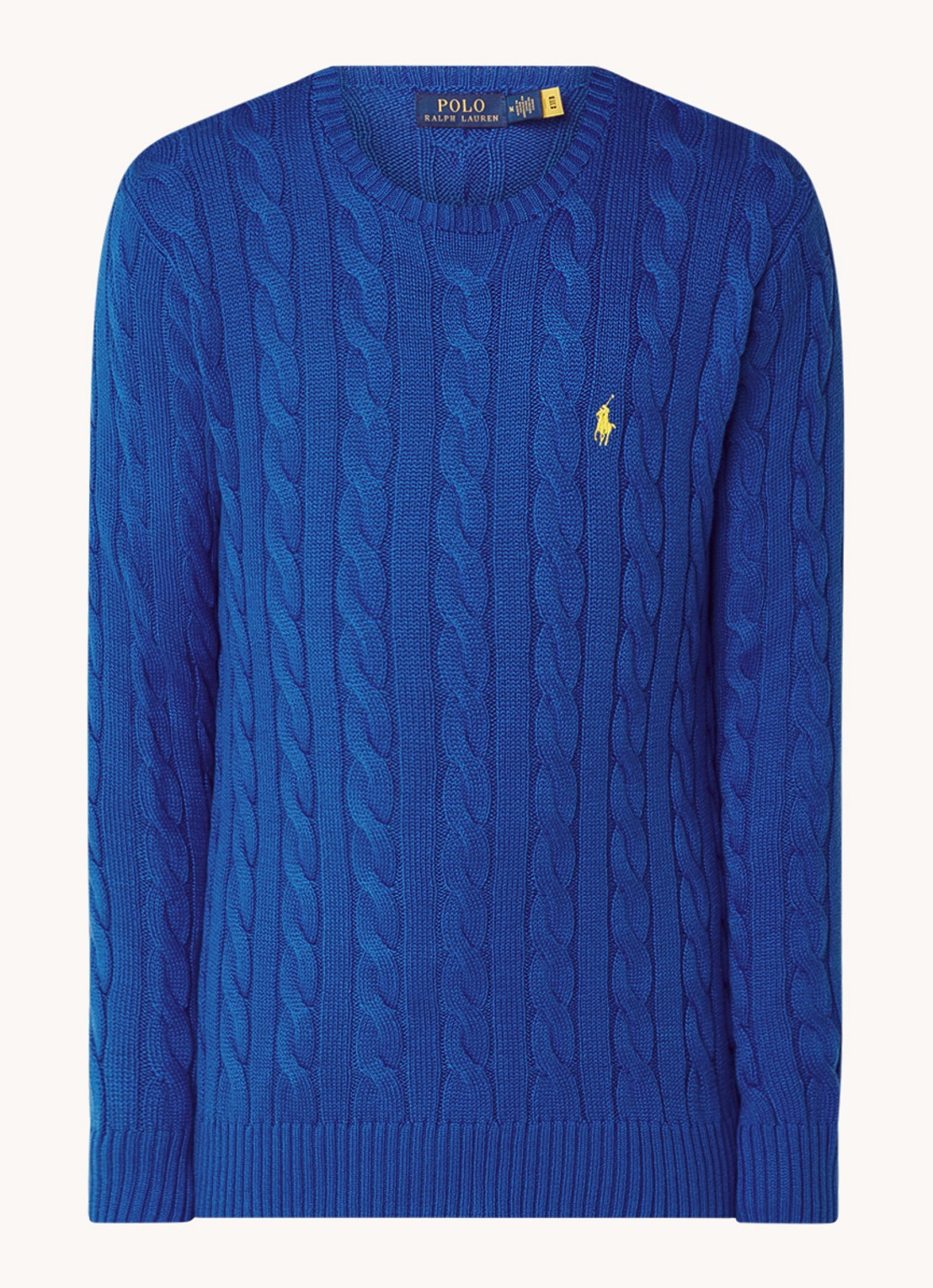 Ralph Lauren Kabelgebreide trui met logoborduring - voorkant 3 heritage blue-2zbc