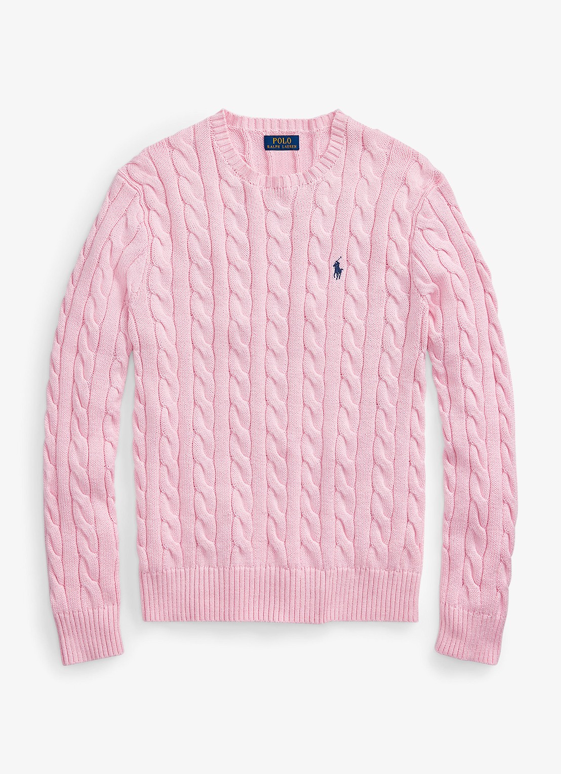 Ralph Lauren Kabelgebreide trui met logoborduring - voorkant carmel pink-2wqc