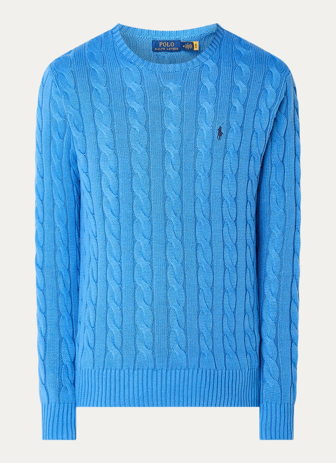 Ralph Lauren Kabelgebreide trui met logoborduring - voorkant 2 blue orbit-1n60