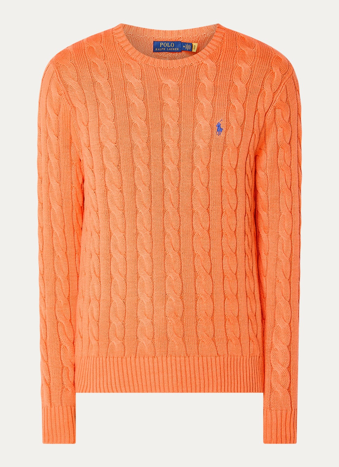Ralph Lauren Kabelgebreide trui met logoborduring - voorkant 2 spring melon-33ic