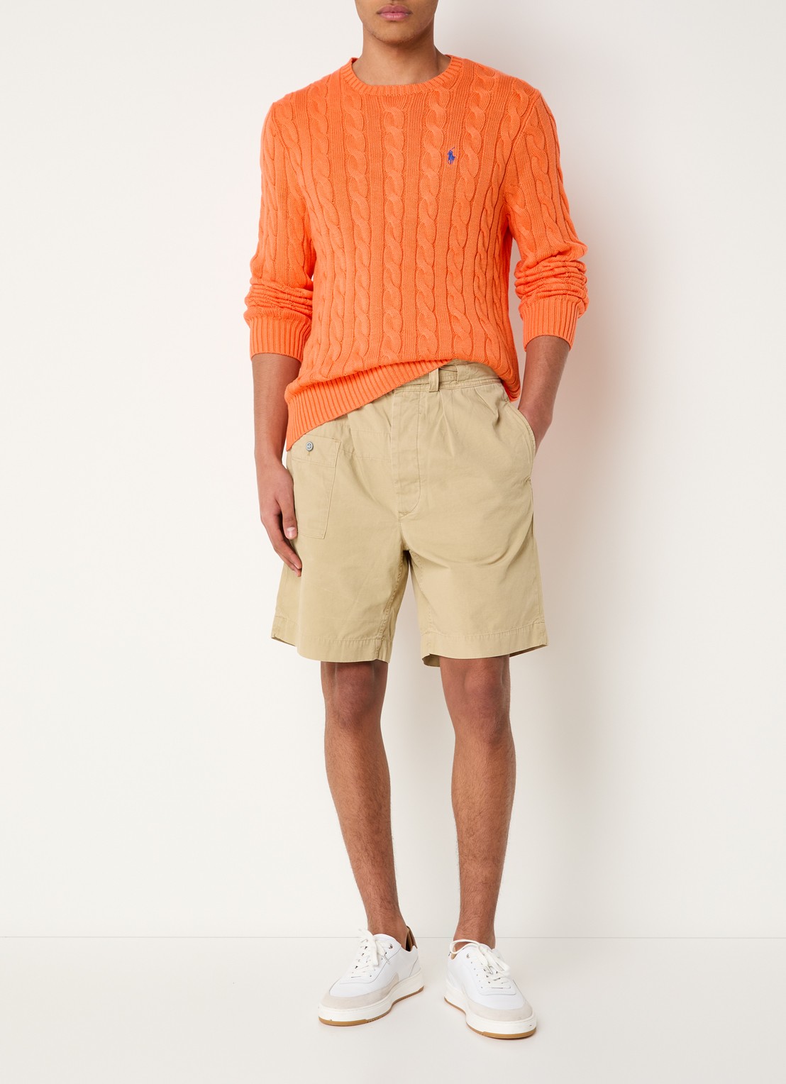 Ralph Lauren Kabelgebreide trui met logoborduring - voorkant 3 spring melon-33ic