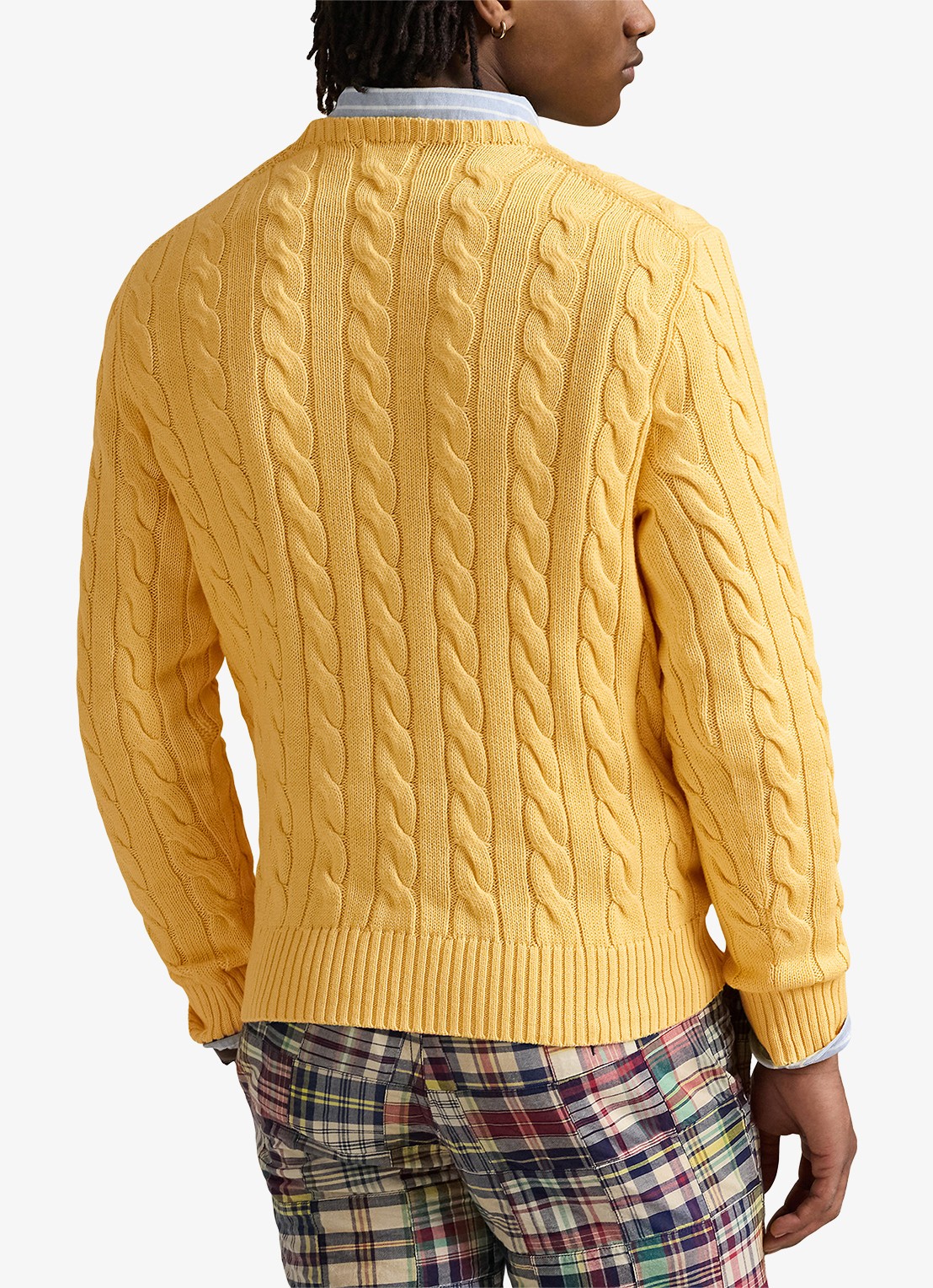 Ralph Lauren Kabelgebreide trui met logoborduring - achterkant 3 fall yellow-2wsd